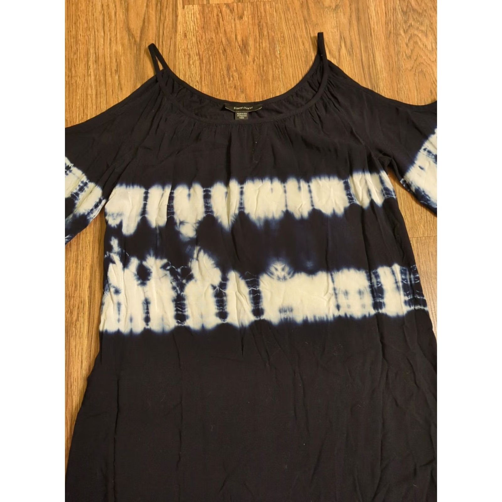 Vintage Karen Kane Women's Dress Cold Shoulder 3/4 Sleeve Knee Length Blue Ombre Size S Size S / US 4 / IT 40 - 2 Thumbnail