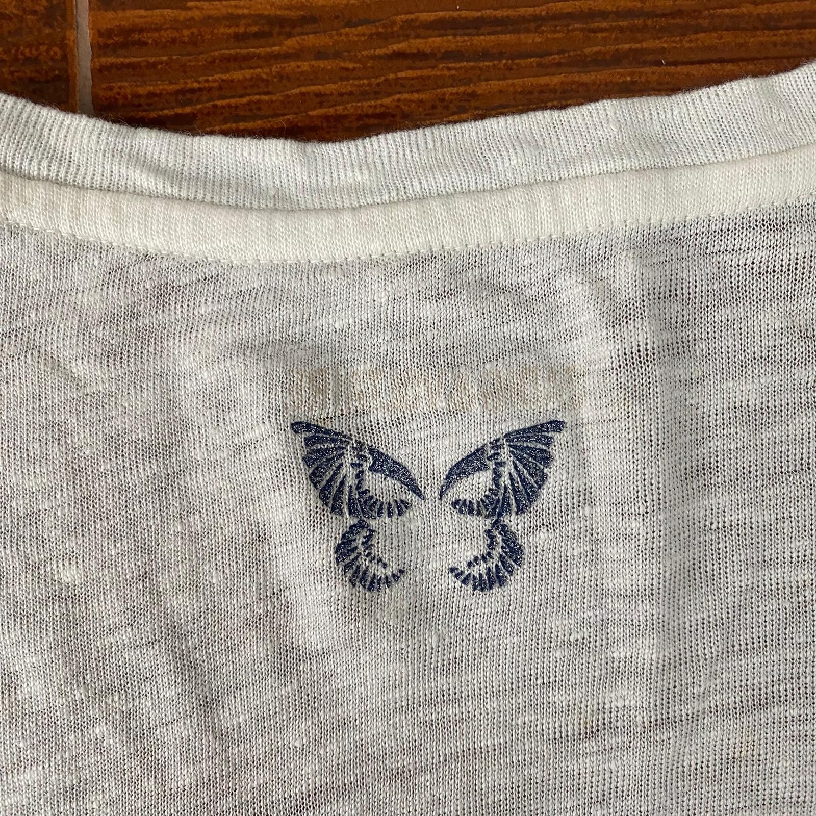 Zadig & Voltaire White and Blue Wanda Ombre Linen T-Shirt Size M / US 6-8 / IT 42-44 - 9 Thumbnail