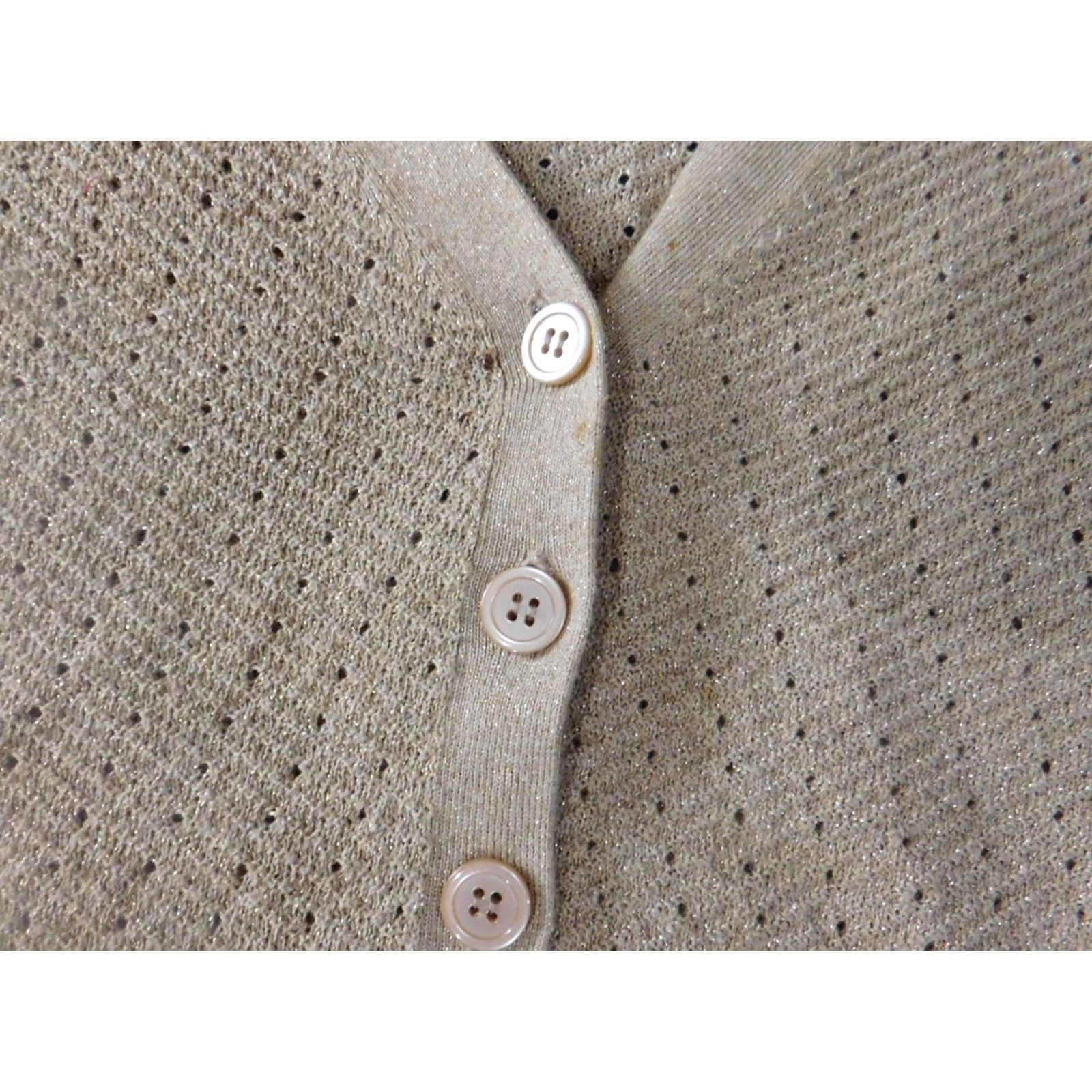 Vintage Lane Bryant Womens Cardigan Sweater 18 Plus Beige Cable-Knit Long Sleeve Crew Neck Button Stretch Size XXL / US 16-18 / IT 52-54 - 5 Thumbnail