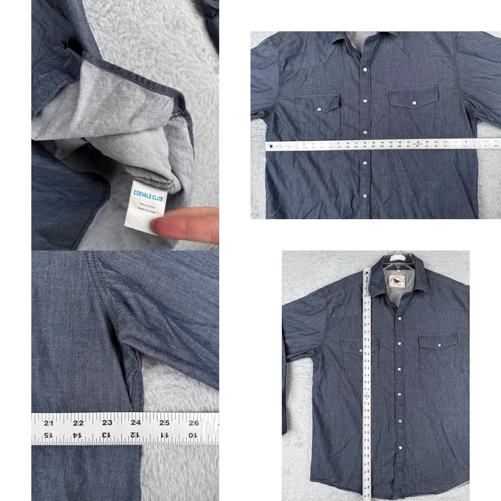 Denime DCTop Blue Denim Button-Up Shirt Mens XL Long Sleeve Plaid Western Size US XL / EU 56 / 4 - 8 Thumbnail