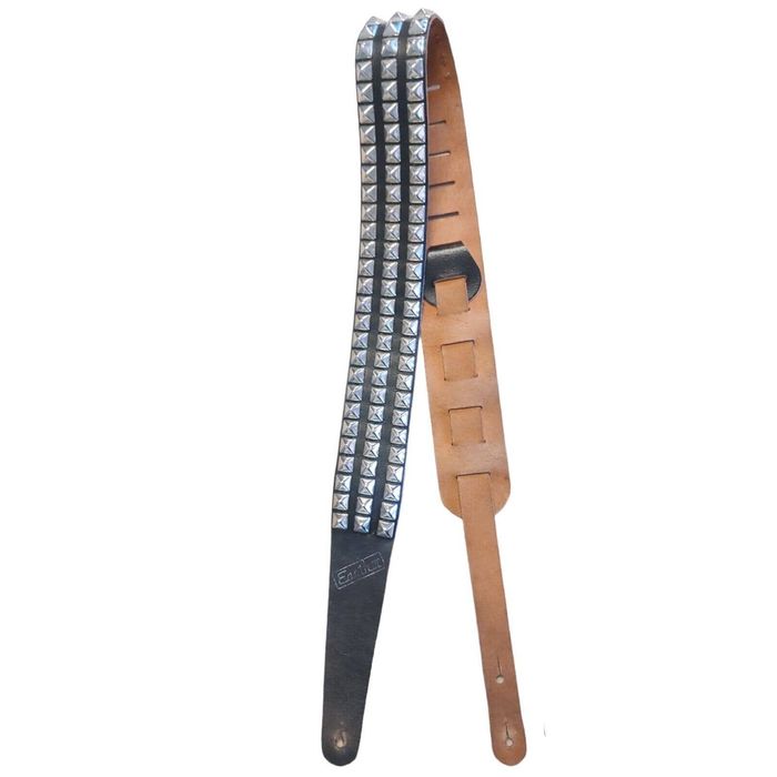 Earth Ragz Earth III Black Leather Pyramid Studded Thick Guitar Strap ...
