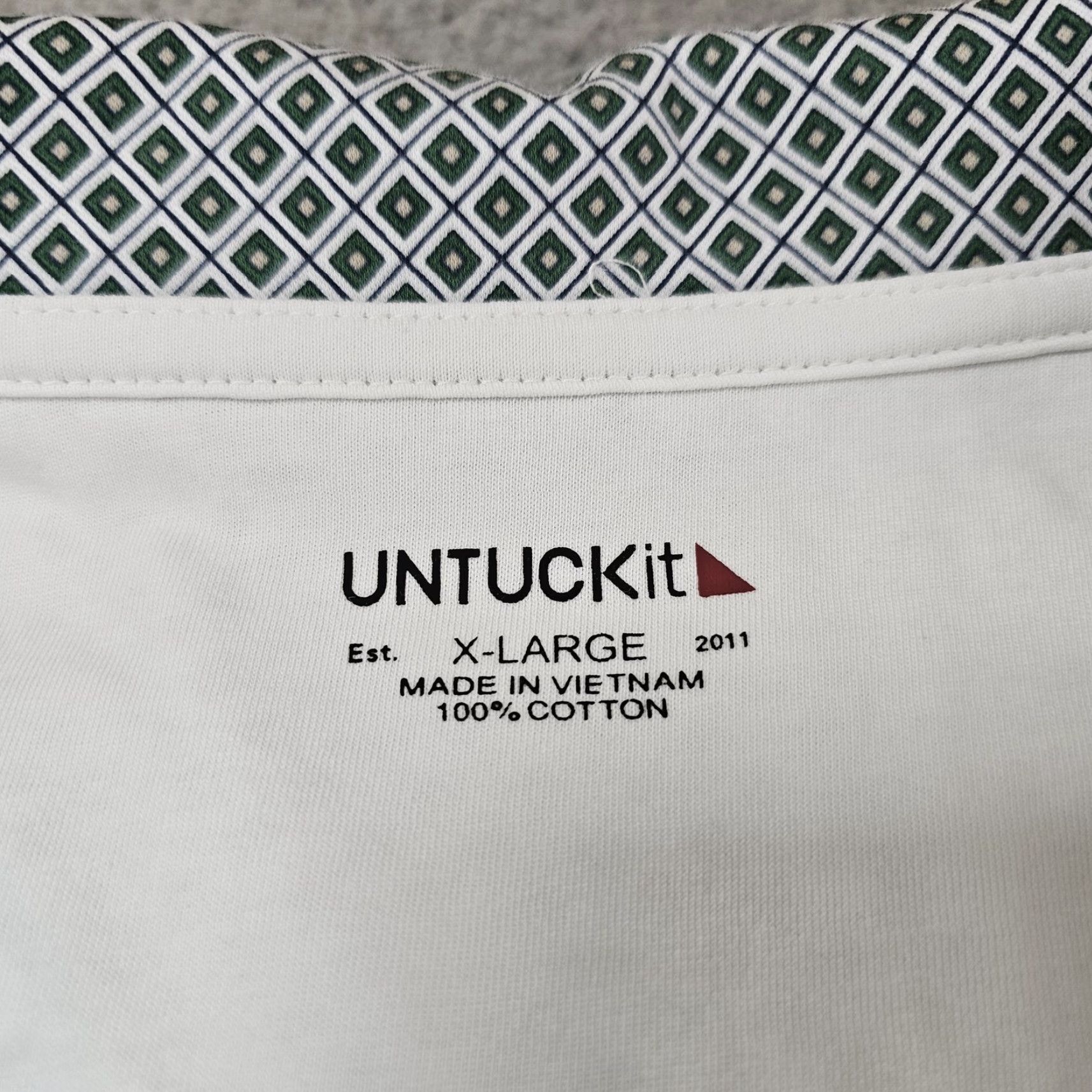 UNTUCKit UNTUCKit Polo Shirt Mens XL White Geometric Damascino Printed Cotton Short Sleeve Untucked Collared Fitted Size US XL / EU 56 / 4 - 3 Thumbnail