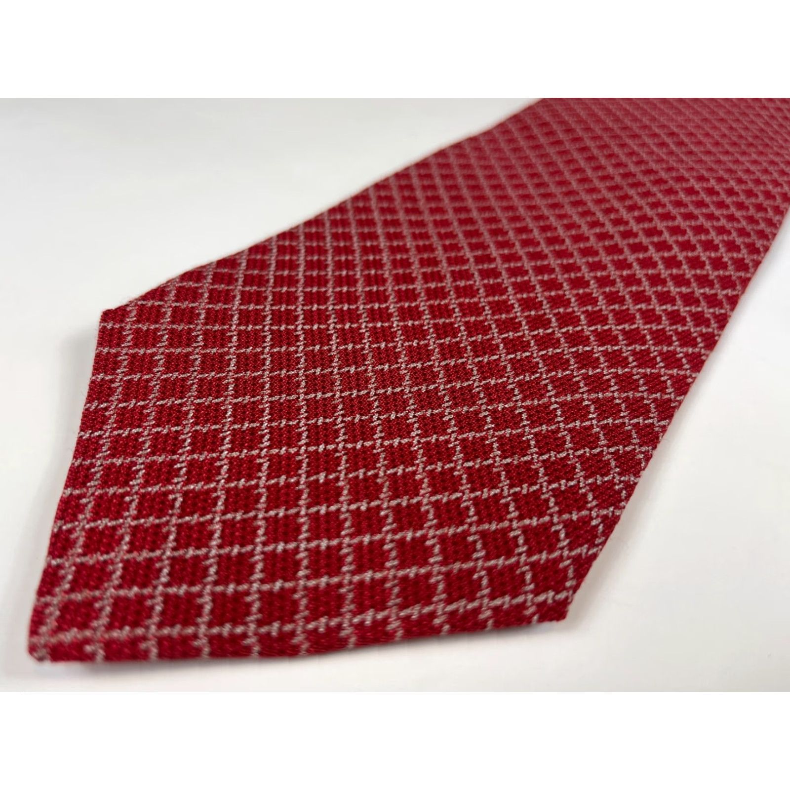 Emporio Armani VINTAGE Emporio Armani Tie Men’s Silk Wool Blend Geometric Red 57.5" 3 7/8" Wide Made in Italy Designer Vintage Men Size ONE SIZE - 6 Thumbnail