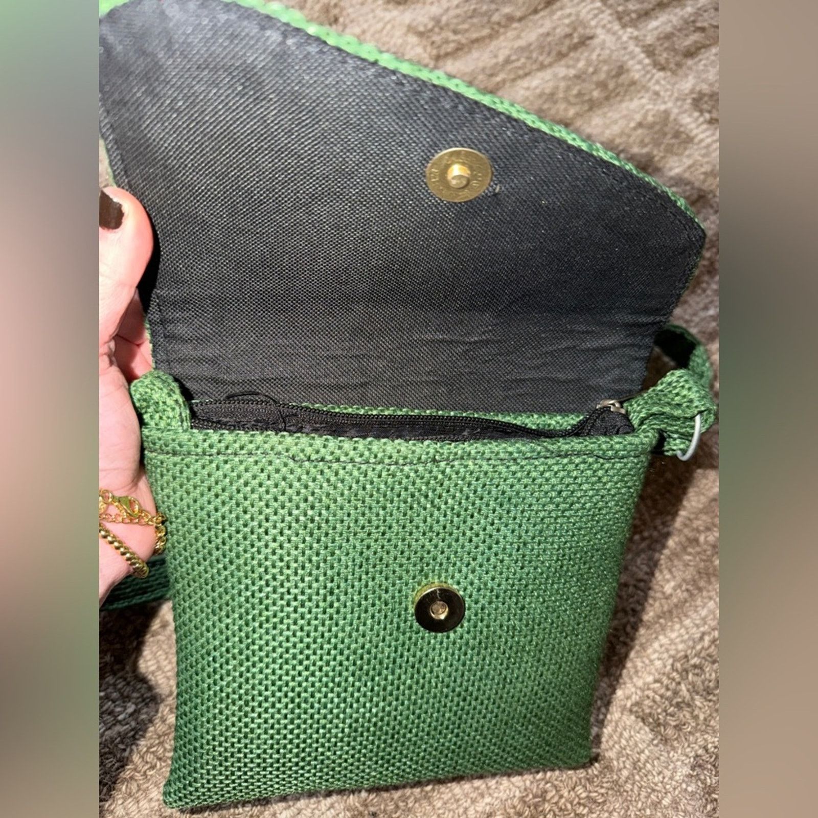 Handmade Green Crossbody Bag Size ONE SIZE - 4 Thumbnail