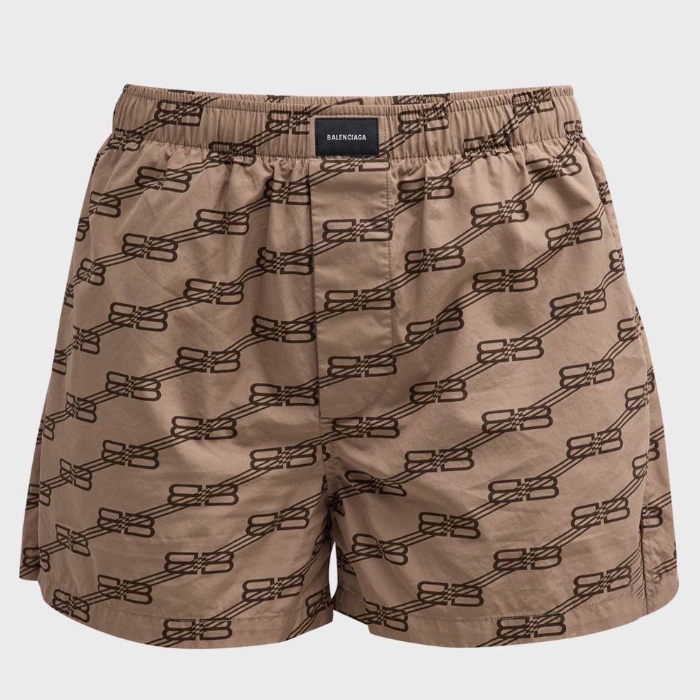 Balenciaga o1la1rc1a0824 BB Monogram Pyjama Shorts in Beige/Brown Size 25" / US 0 / IT 36 - 1 Thumbnail