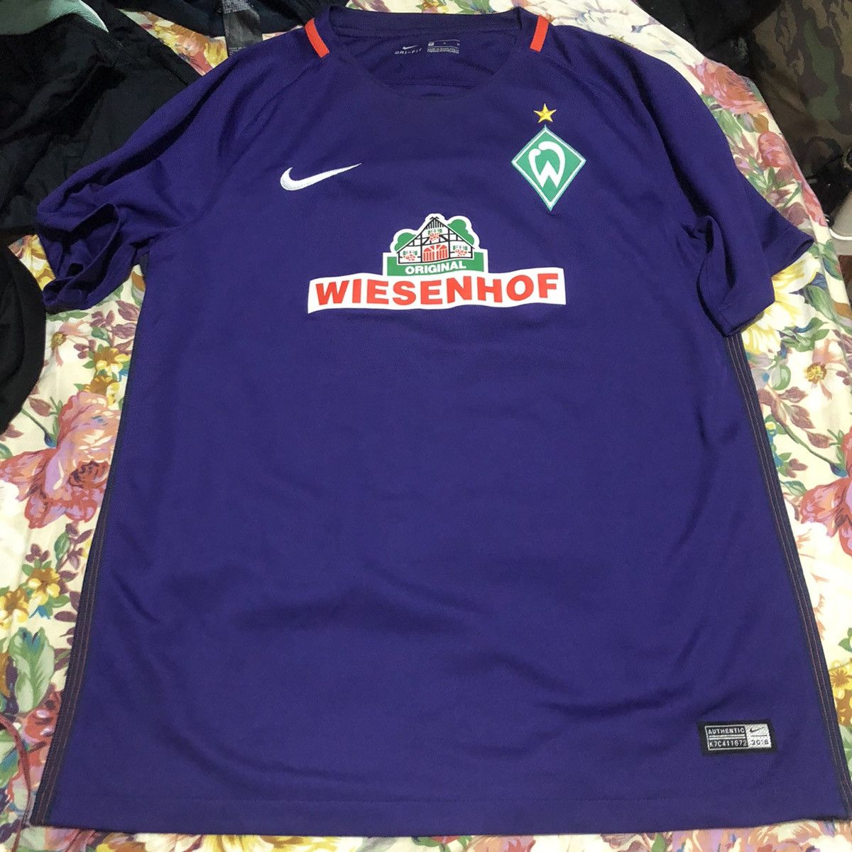 image of Nike x Soccer Jersey Werder Bremen 16/17 Away Shirt 14 Pizarro in Purple, Men's (Size Medium)