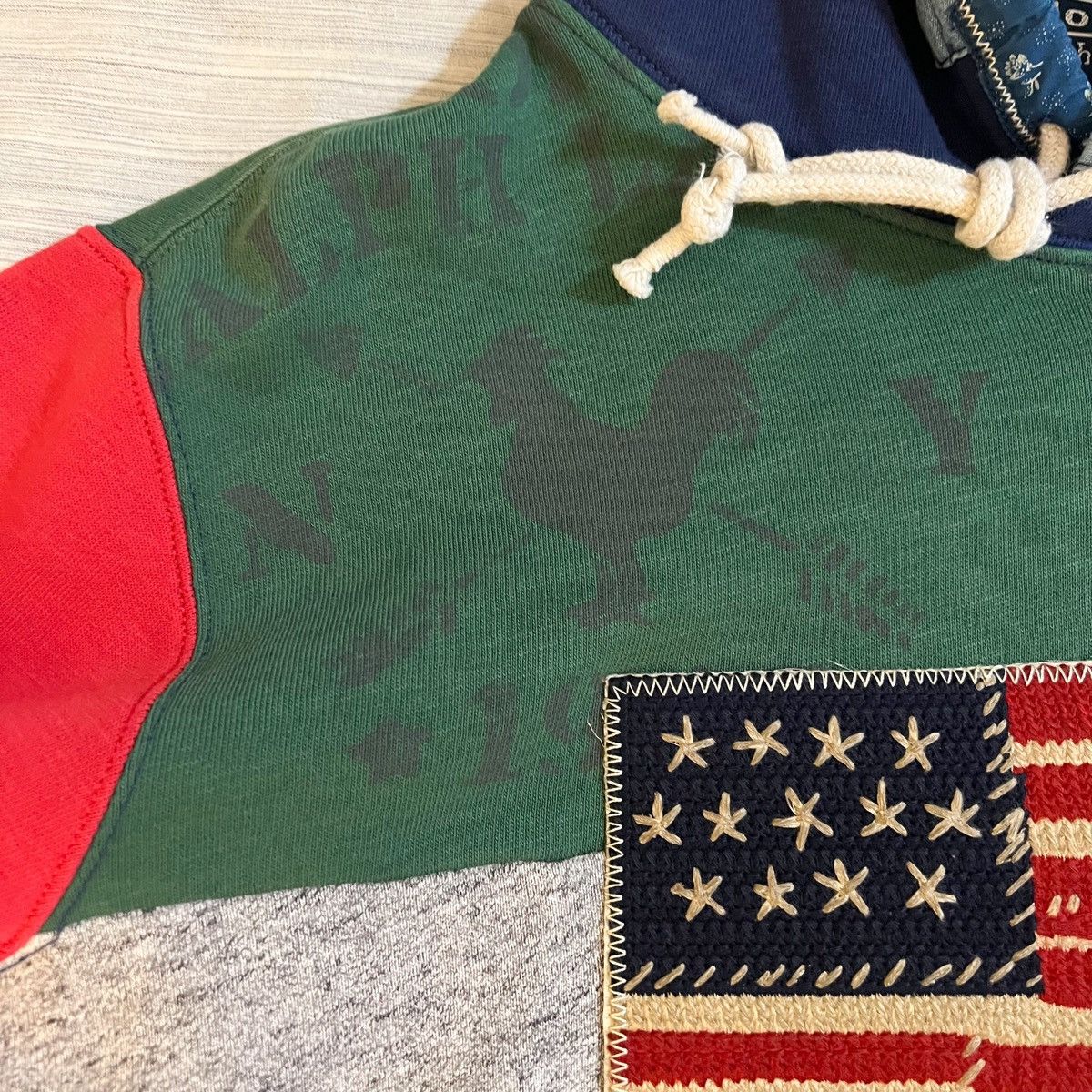 Polo Ralph Lauren Polo Ralph Lauren Patchwork pouch-pockets hoodie Americana Size US M / EU 48-50 / 2 - 10 Thumbnail
