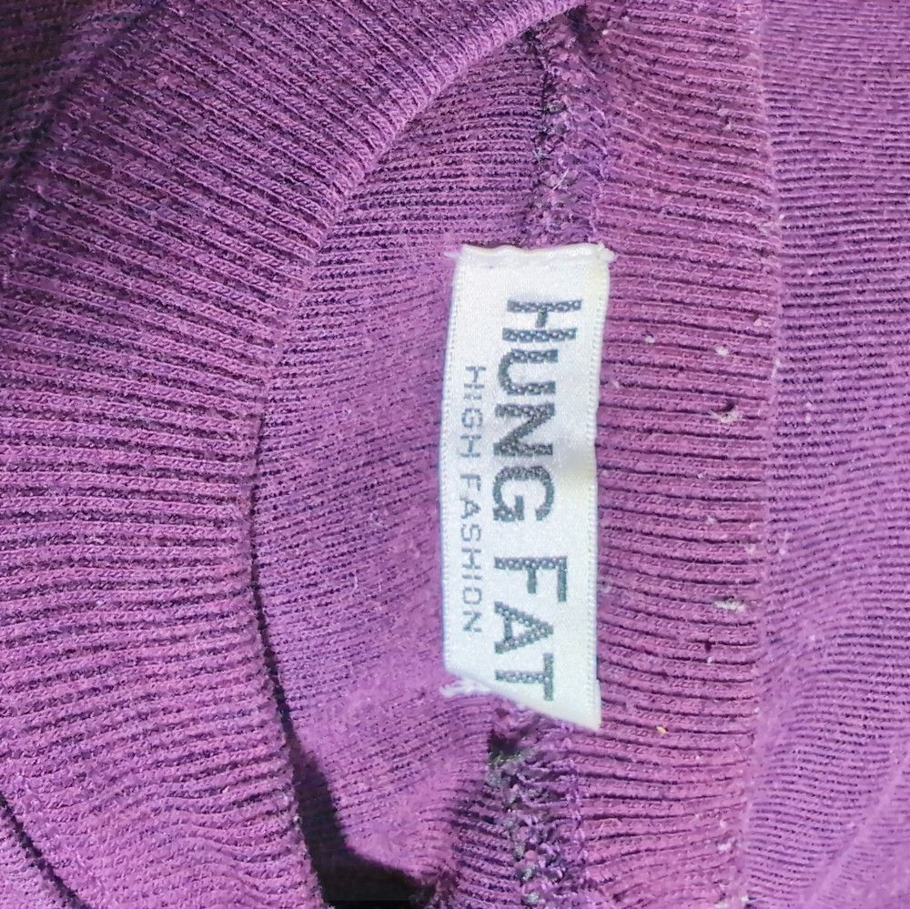 Designer Ornate Tropical Vacation Scene Purple Sweater w Satin Accen Size L / US 10 / IT 46 - 4 Thumbnail