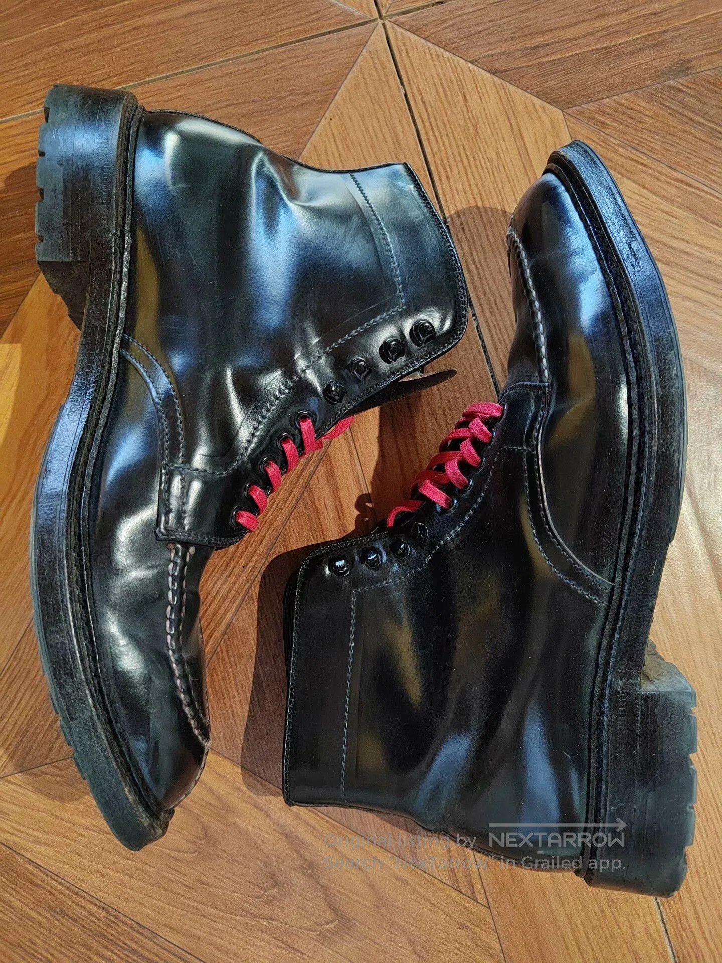 Alden Black Leather Tanker Boots.