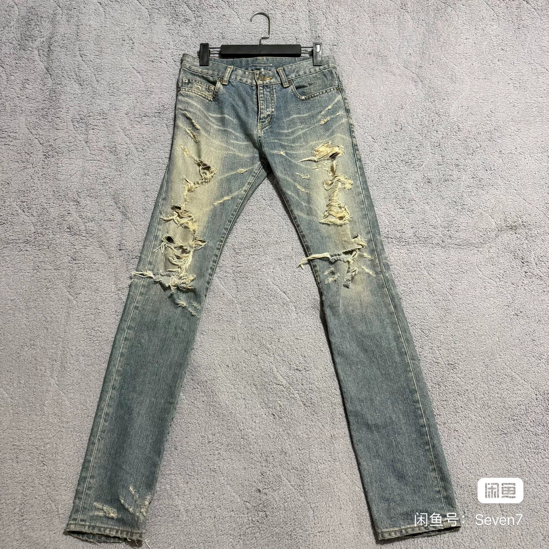 Hedi Slimane Saint Laurent SLP 13FW Distressed Blue Jeans Size US 29 - 1 Thumbnail