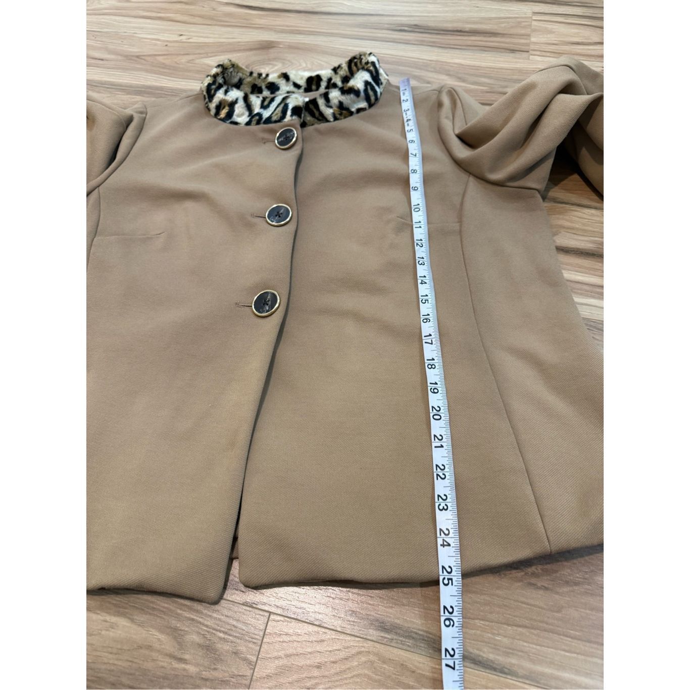 Chicos Chicos Jacket Tan Brown Faux Fur Collar Buttons 3/4 Sleeves Size L / US 10 / IT 46 - 7 Thumbnail