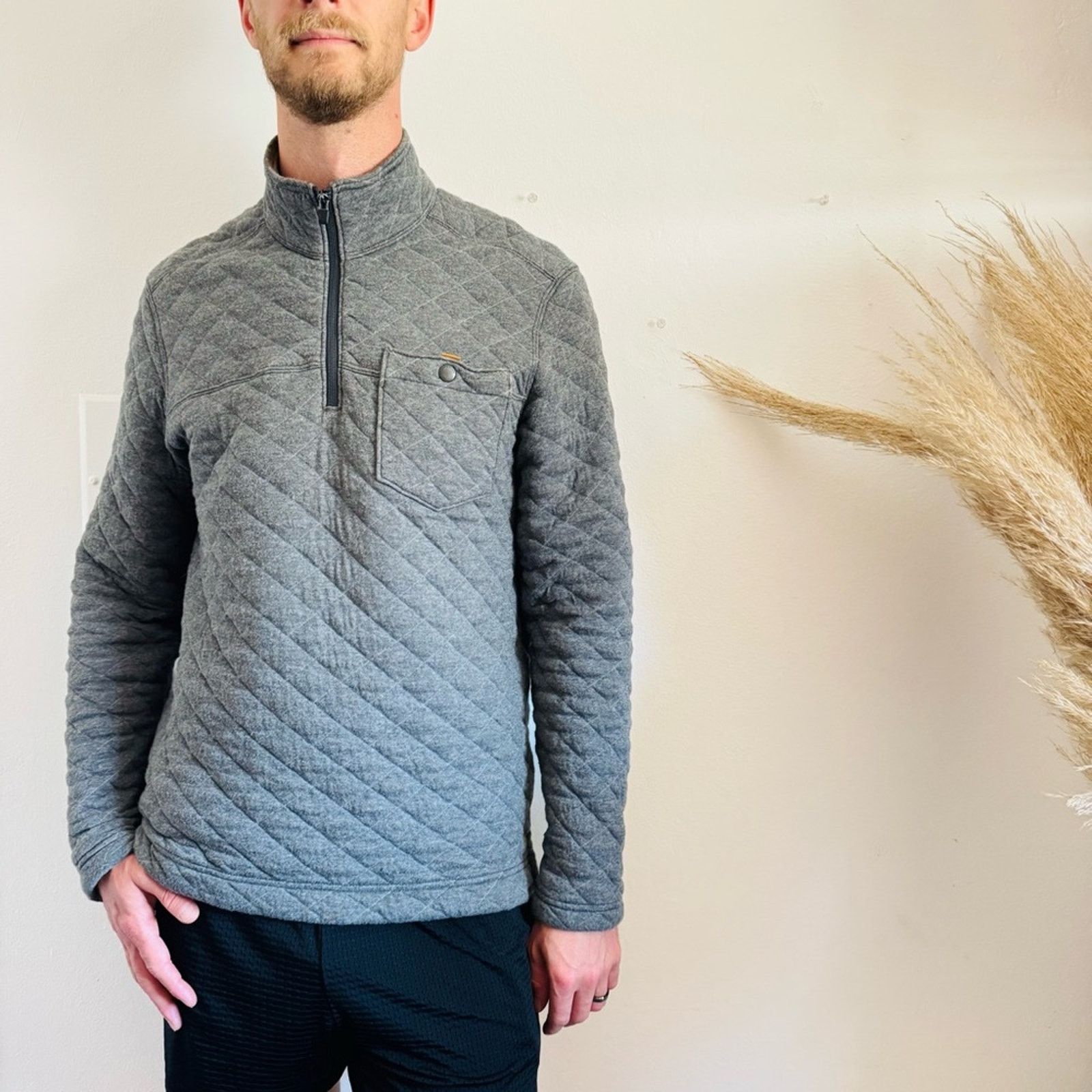 Eddie Bauer EDDIE BAUER Grey Quilted Pocket Pullover Sweatshirt Sweater Size US S / EU 44-46 / 1 - 11 Thumbnail