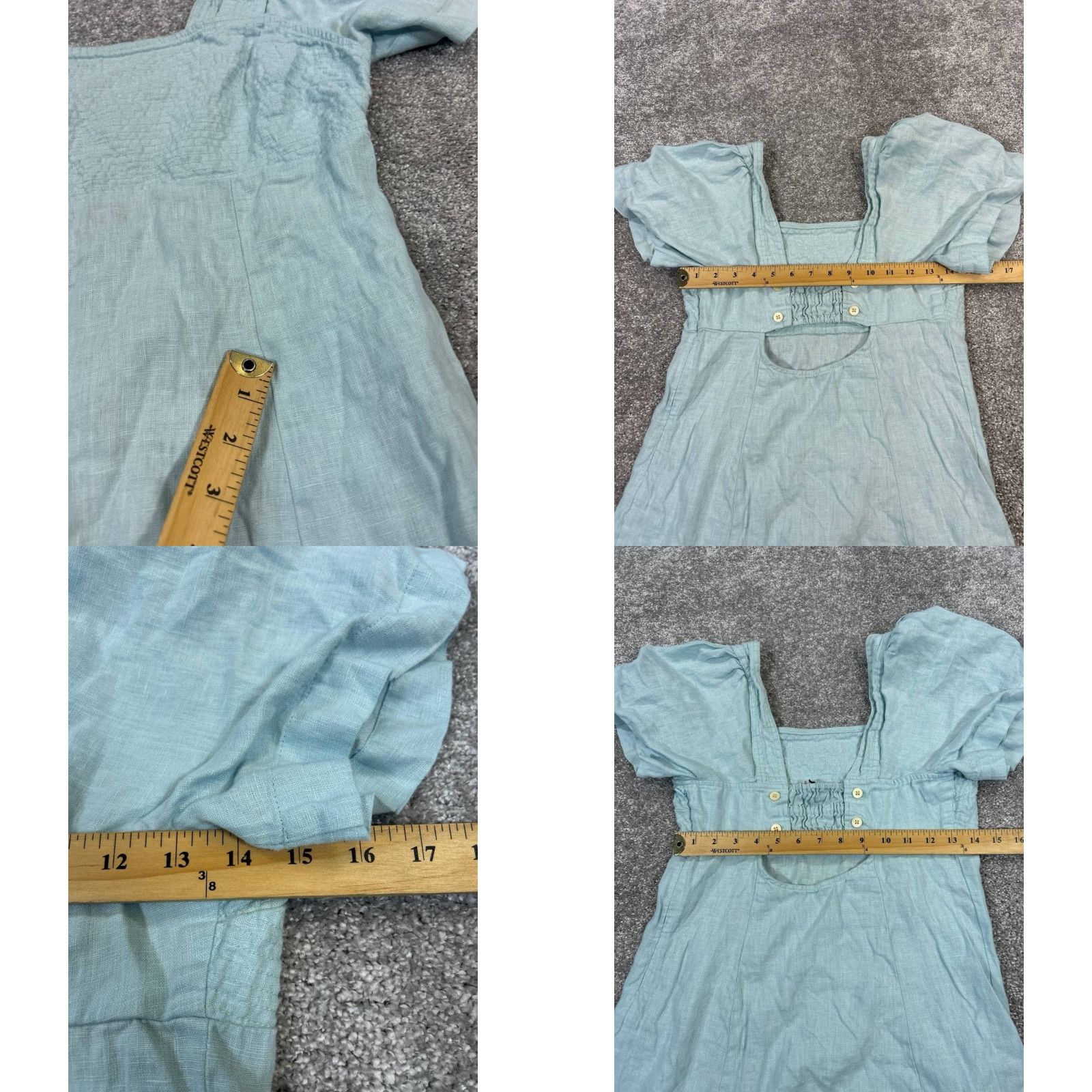 Madewell Madewell Dress Blouson Shirt Womens 2 Blue Linen Short Sleeve Square Neck Pullover Casual Spring Summer Mar 2 Womens Size XS / US 0-2 / IT 36-38 - 8 Thumbnail