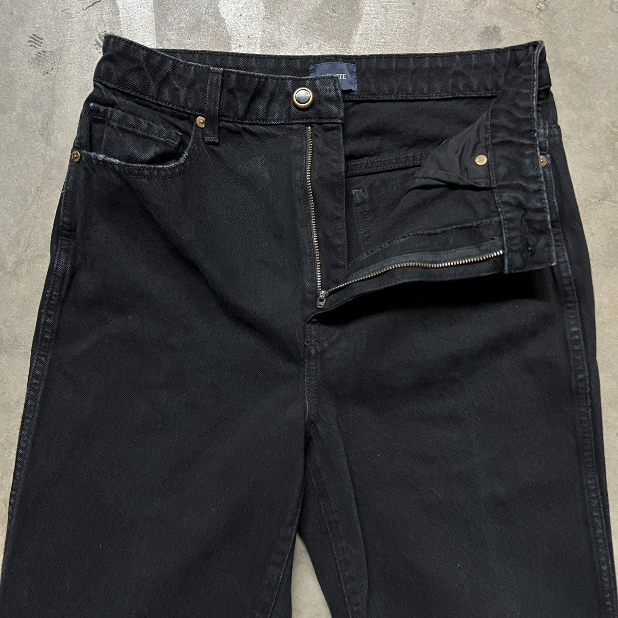 Designer × KHAITE Khaite “Abigail” 🇺🇸 Women’s Designer Black Denim Jeans Size 29" - 2 Thumbnail