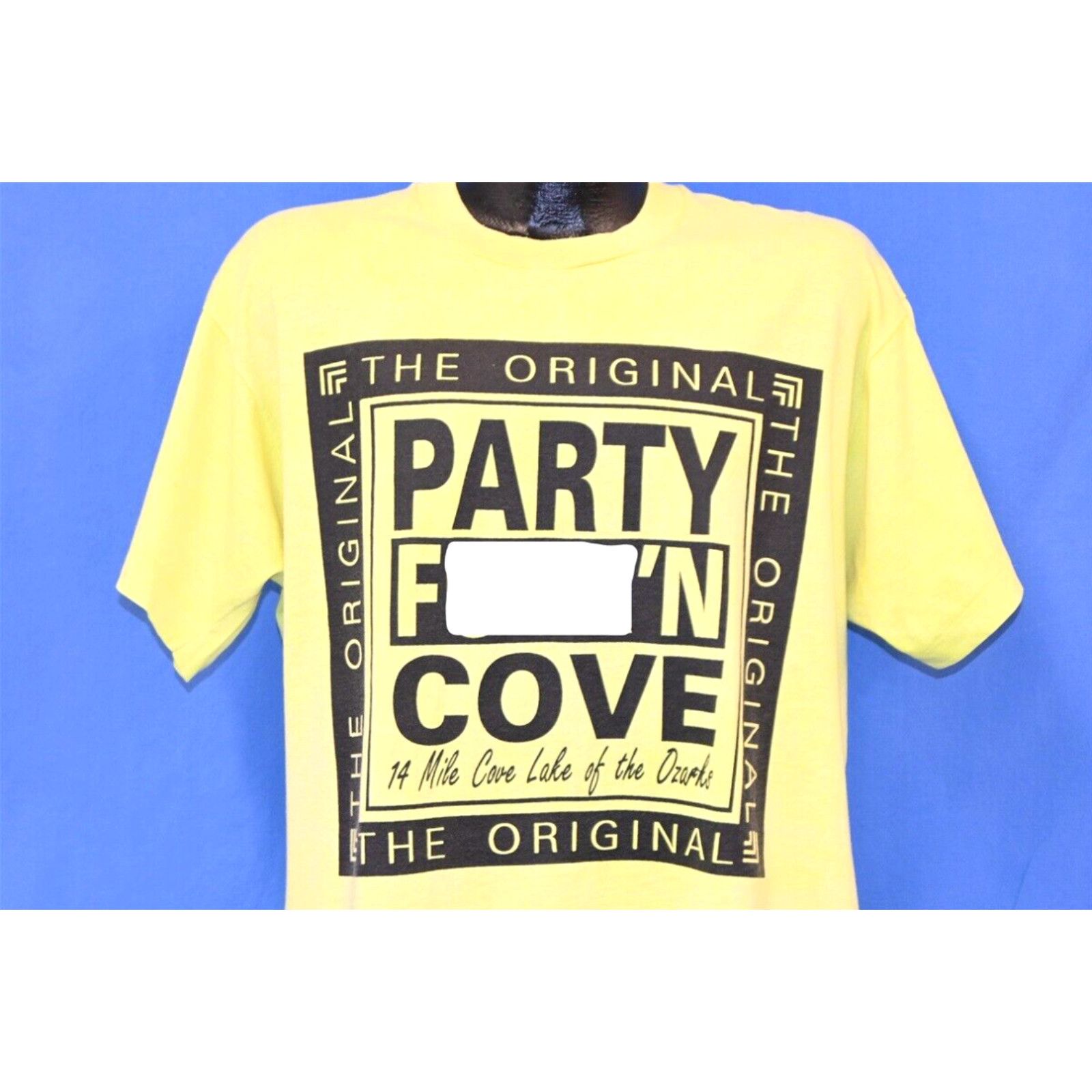 image of Screen Stars Vintage 90's The Original Party Fk'n Cove 14 Mi Lake Of The Ozarks T-Shirt XL in White