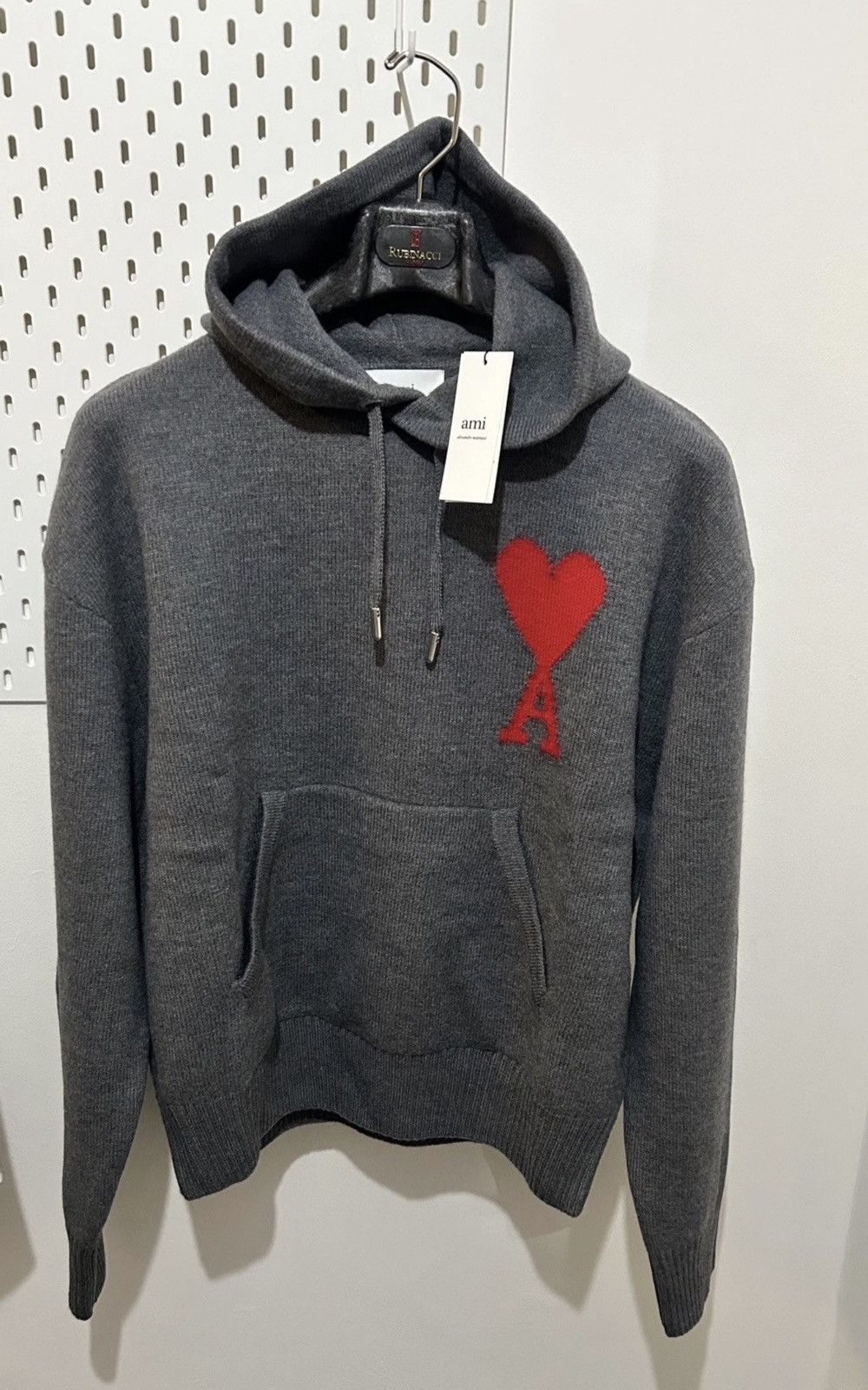 AMI Ami Paris Logo Intarsia Knit Hoodie Size Large Size US L / EU 52-54 / 3 - 1 Thumbnail