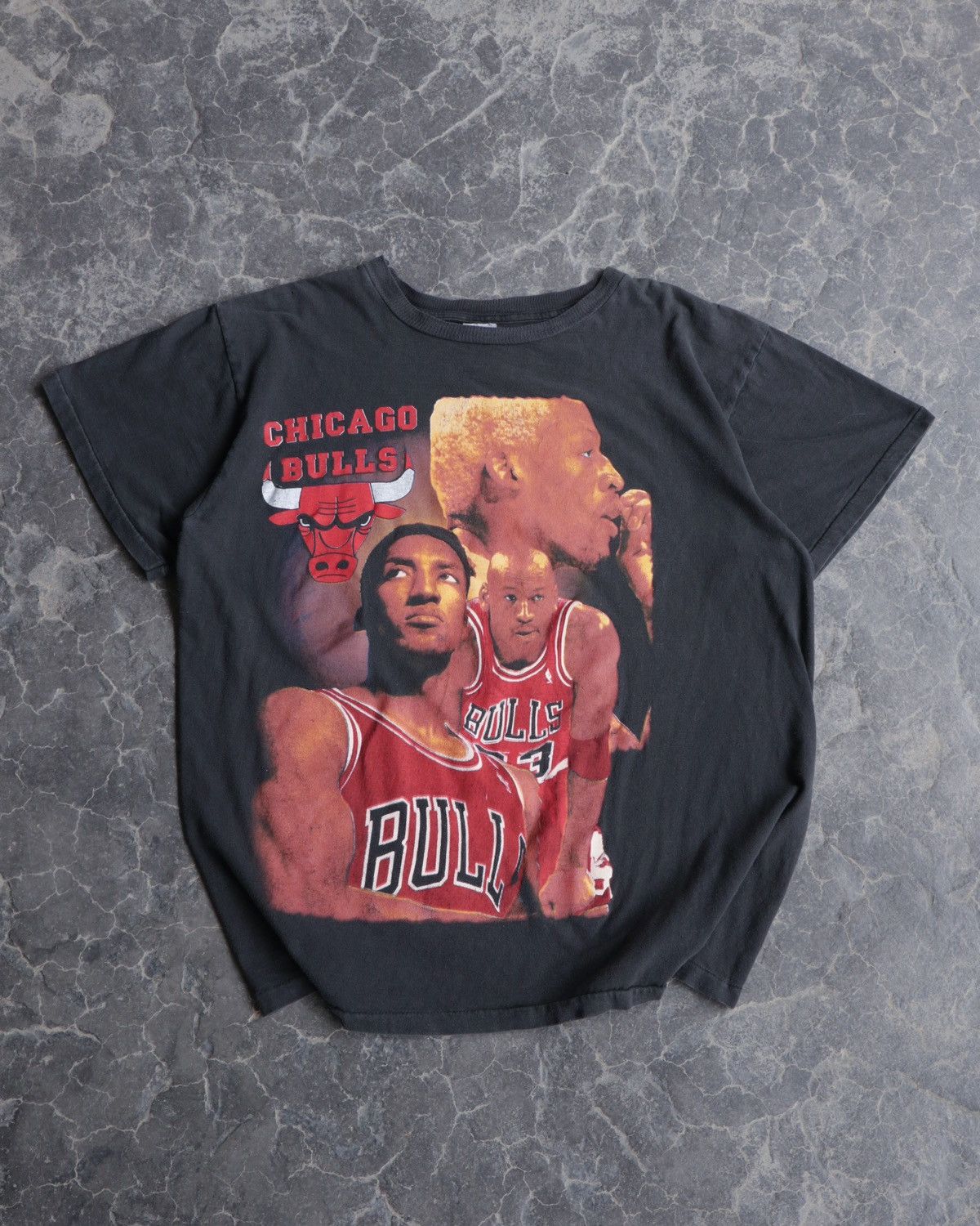 Rap Tees Vintage 1990s 90s Chicago Bulls Rodman Black Rap Tee Shirt Size US L / EU 52-54 / 3 - 2 Thumbnail