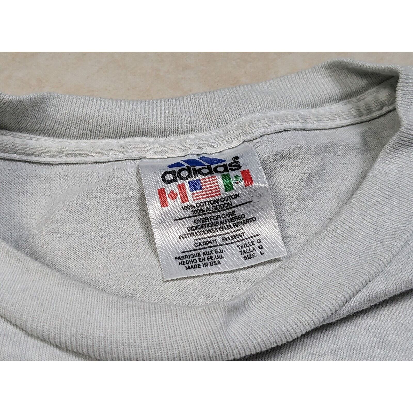 Adidas Vtg 90s Adidas T Shirt L Embroidered Three Stripe Logo USA Size US L / EU 52-54 / 3 - 6 Thumbnail