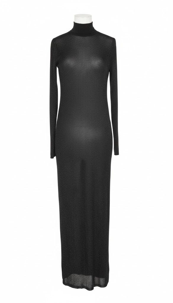 Saint Laurent Paris oc11z1125 Robe Longue Col Montant Viscos Dress in Noir Size M / US 6-8 / IT 42-44 - 1 Preview