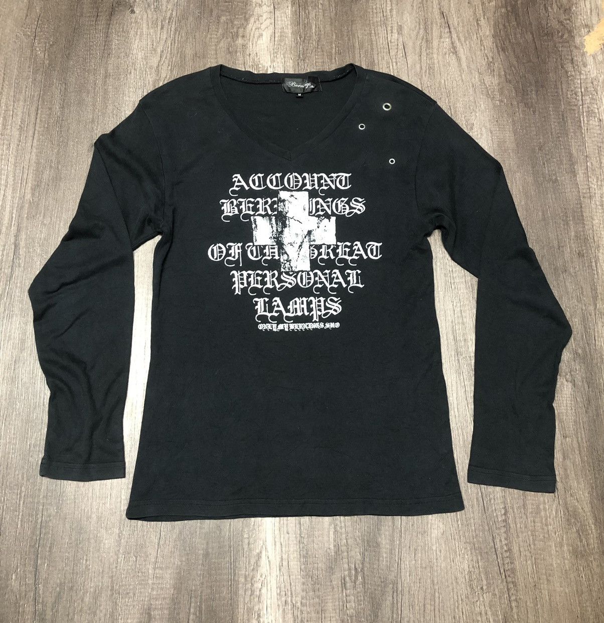 Japanese Brand Bernings Sho Black Label V Stitch Long Sleeve Tee Shirt Size US M / EU 48-50 / 2 - 10 Thumbnail