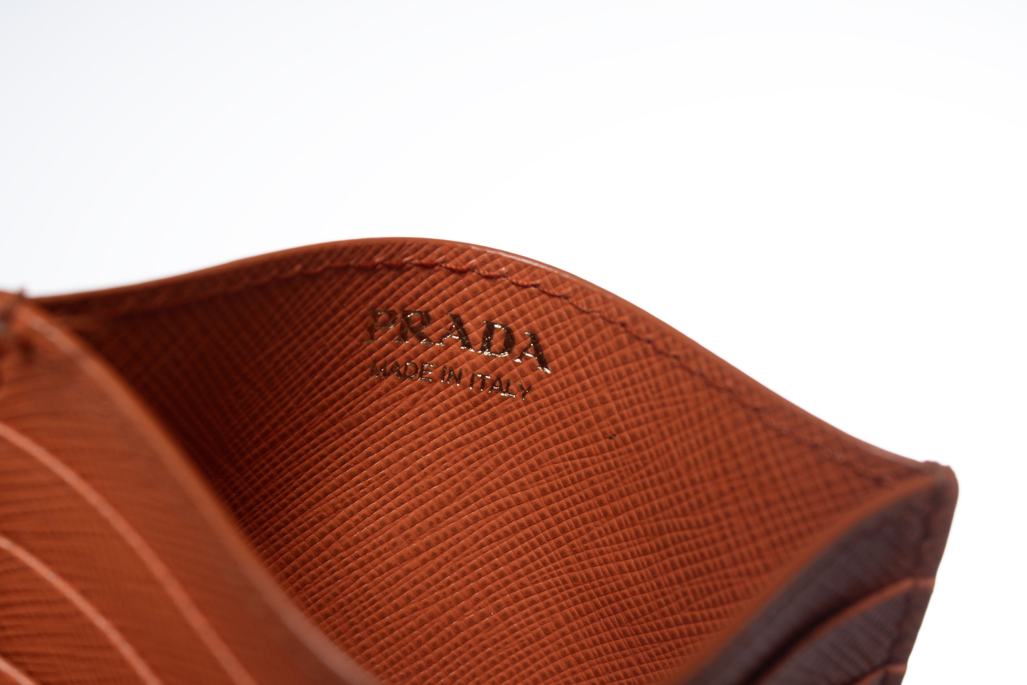 Prada Prada, saffiano leather card holder in orange Size ONE SIZE - 3 Thumbnail