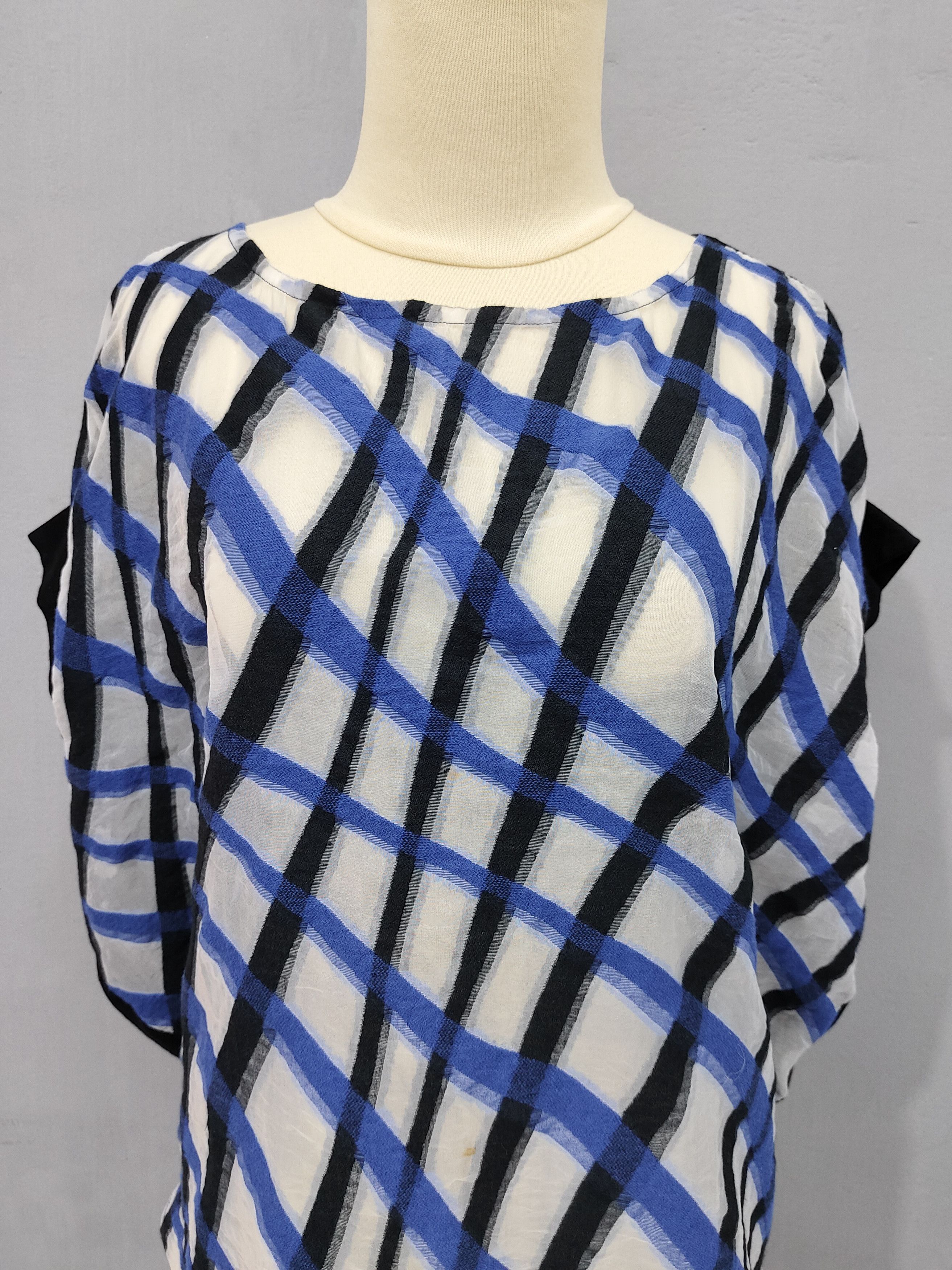 Tsumori Chisato Tsumori Chisato 🇯🇵 Sheer Layered Asymmetrical Plaid Dolman Size L / US 10 / IT 46 - 2 Thumbnail