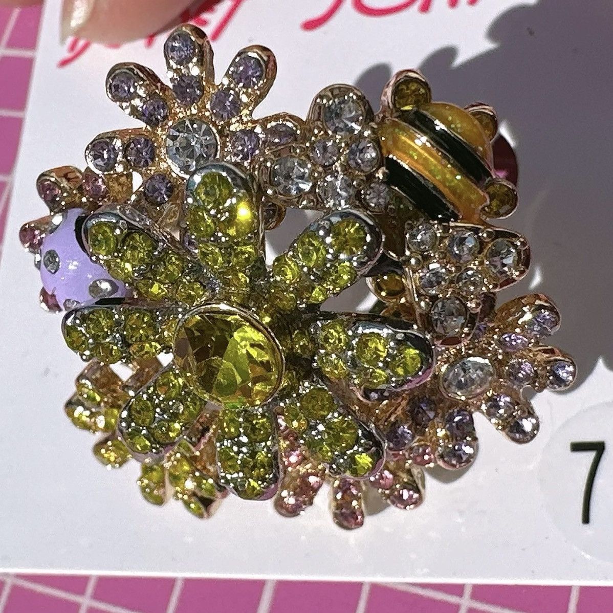Betsey Johnson Betsey Johnson crystal paved yellow pink white flowers Size ONE SIZE - 5 Thumbnail