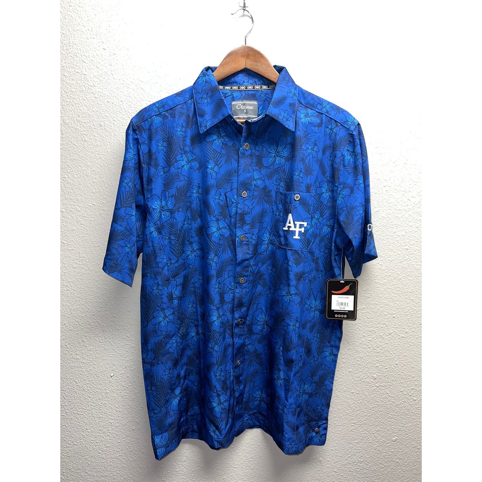 Vintage Air Force University Polo Shirt Chiliwear Blue Floral NWT S Size US L / EU 52-54 / 3 - 1 Thumbnail