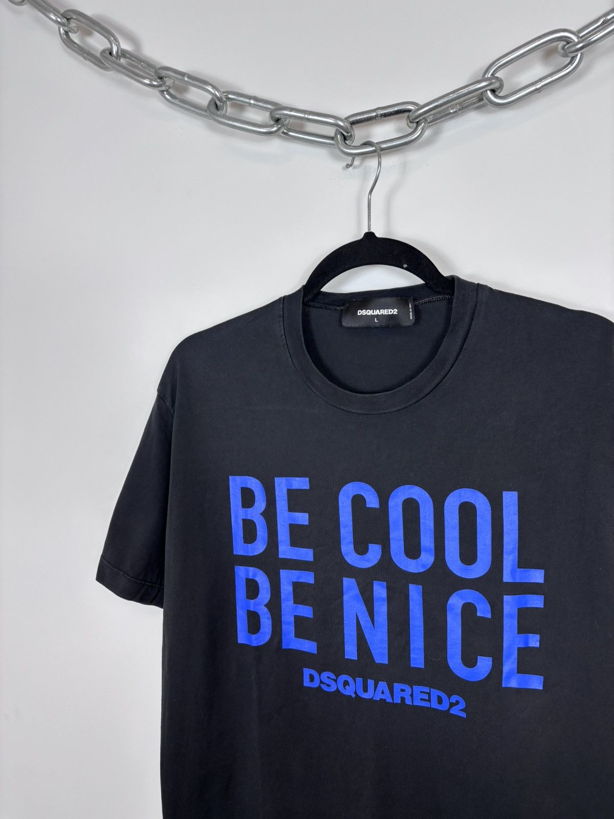 Dsquared2 Dsquared2 Men’s Black T-Shirt Tee Be Cool Be Nice Big Logo Size US L / EU 52-54 / 3 - 3 Thumbnail