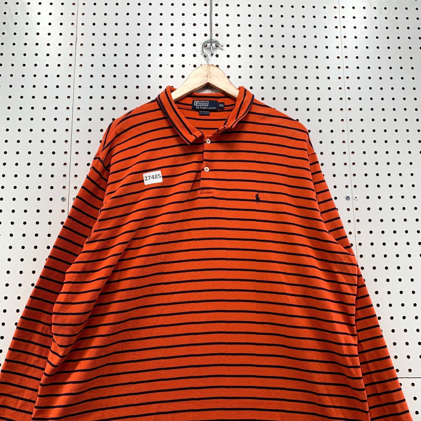 Polo Ralph Lauren VINTAGE Polo Ralph Lauren Shirt Striped Collared 2XL Orange Black Mens 26.5x31 Polo Shirt Size US XXL / EU 58 / 5 - 2 Thumbnail