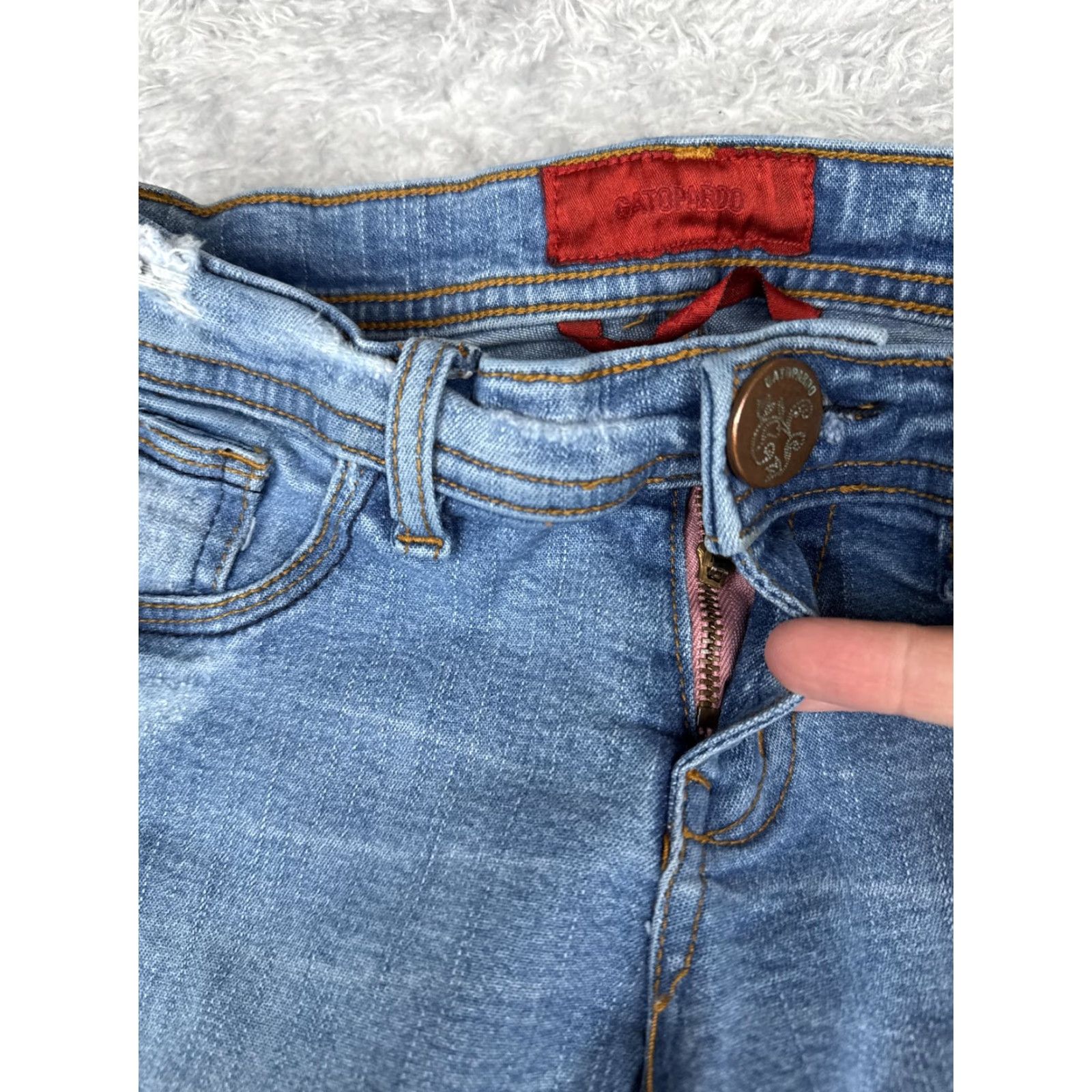 Vintage Gatopardo Jeans Women 2 24x31 Blue Stretch Bootcut Distressed Denim Cotton Blend Size 26" / US 2 / IT 38 - 5 Thumbnail