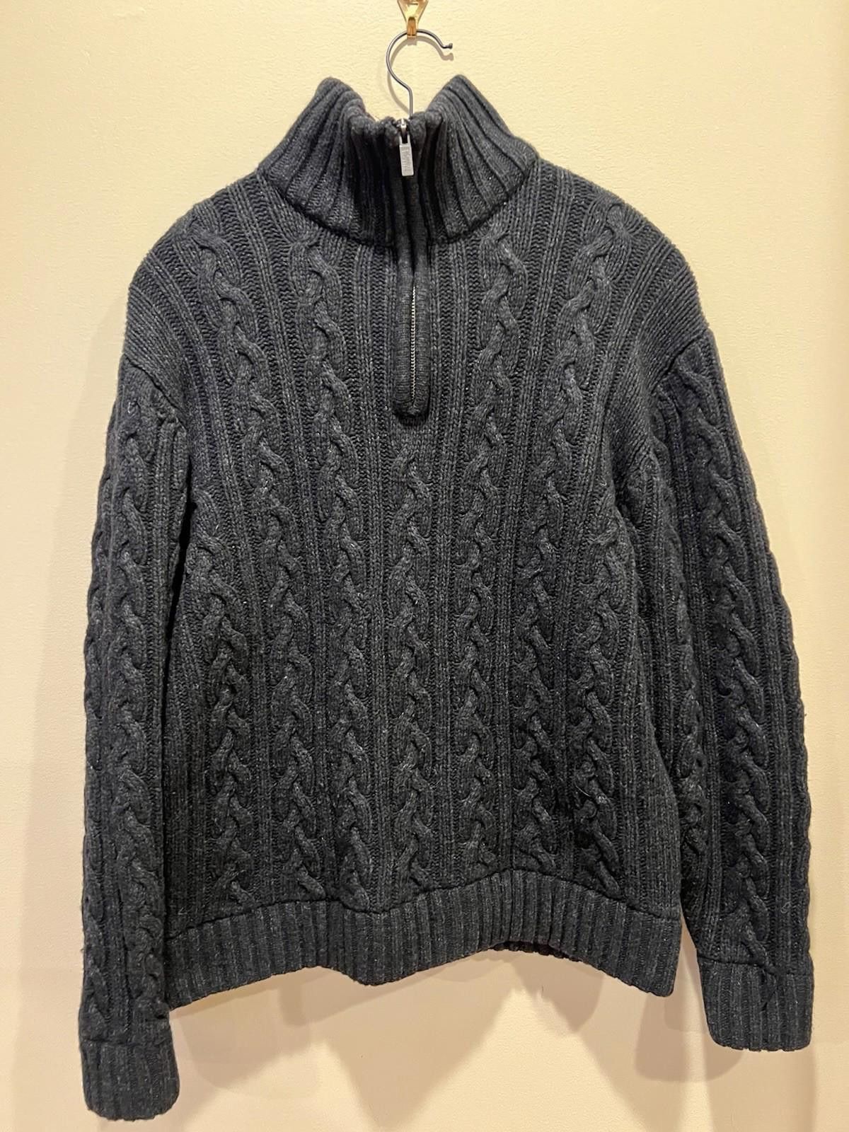 Harlem Globetrotters Globe Trotter Mens Cable Knit Quarter Zip Wool Sweater Dark Size US XL / EU 56 / 4 - 2 Thumbnail