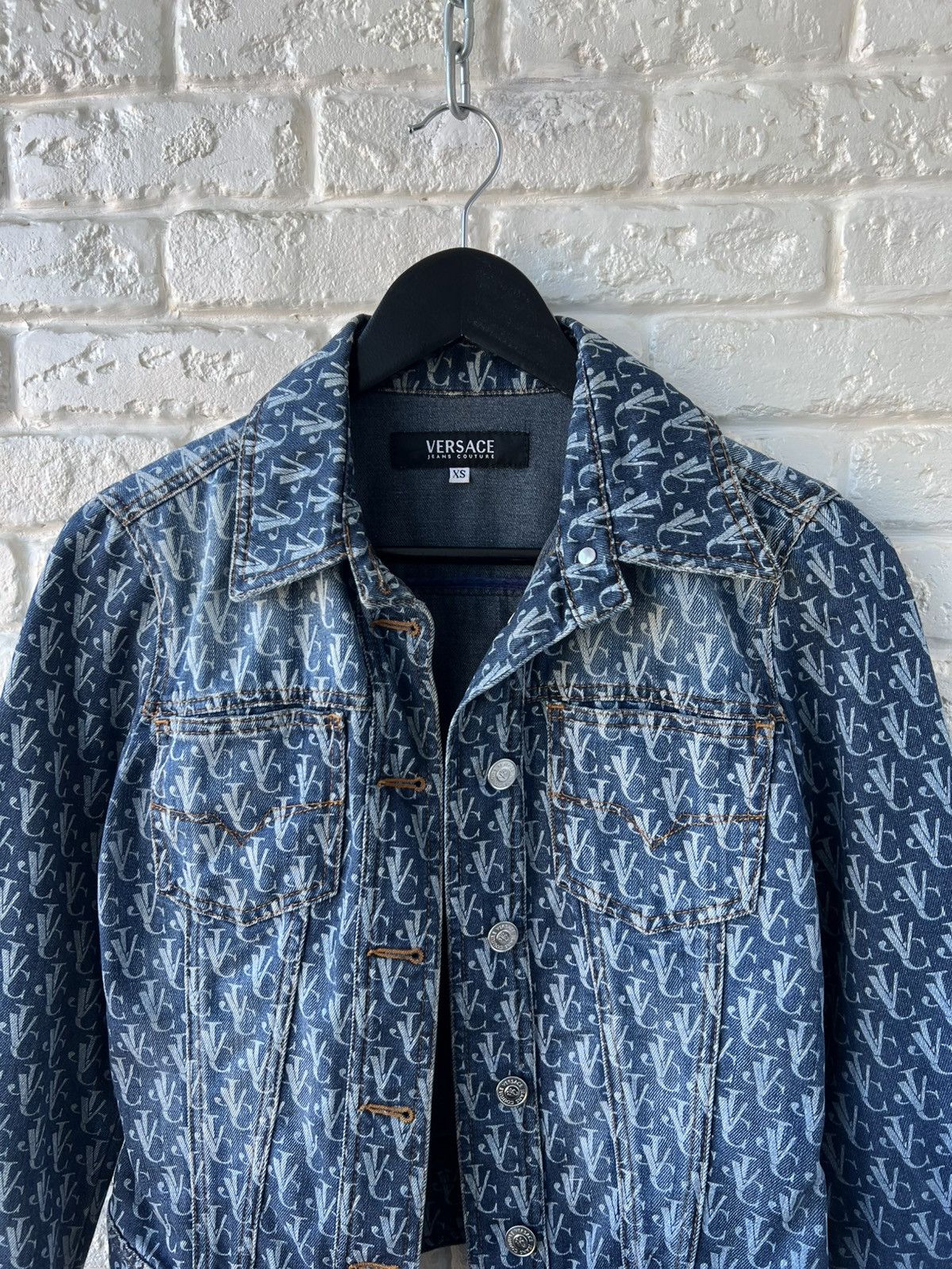 Versace Versace Monogram Logo Denim Blue Jacket Size XS / US 0-2 / IT 36-38 - 3 Thumbnail
