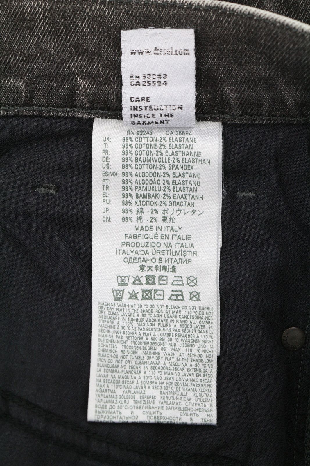 Diesel D-DEAN 009LI W32/L32 Black Faded Slim Stretch Jeans 86756 Size US 32 / EU 48 - 8 Thumbnail