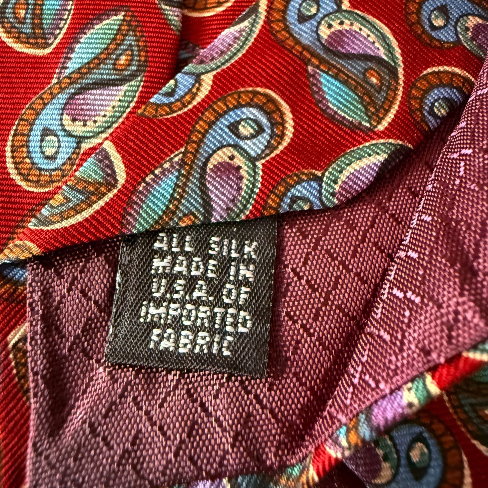 Christian Dior Monsieur Vintage Christian Dior Monsieur Red Paisley All Silk Tie Mad Size ONE SIZE - 3 Thumbnail
