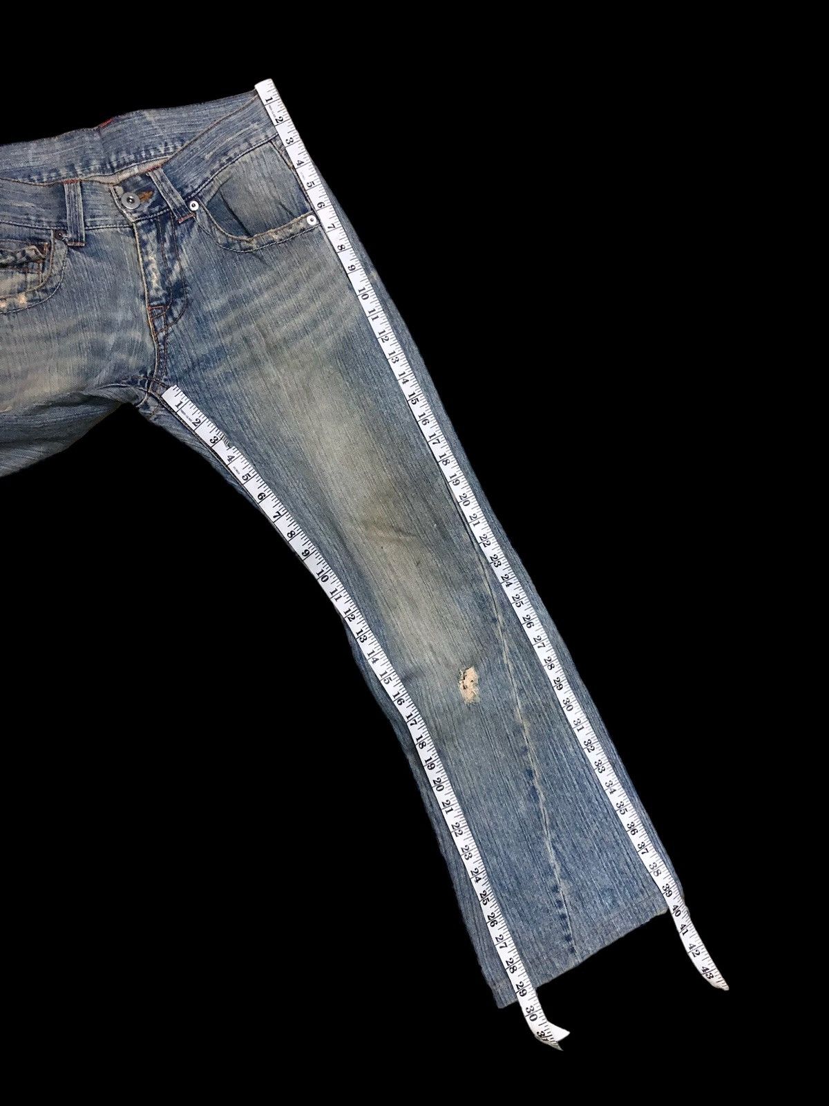 If Six Was Nine FLARE TWIST DISTRESSED DENIM Size US 32 / EU 48 - 7 Thumbnail