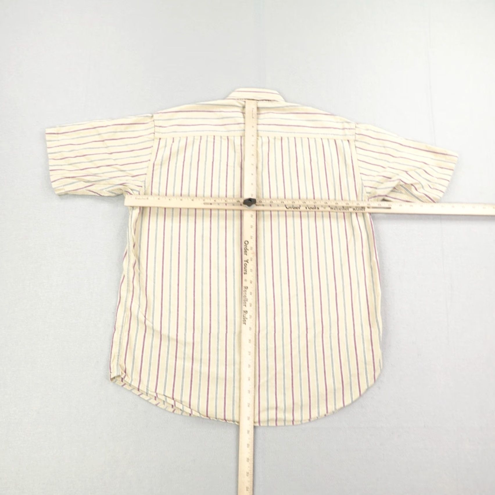 Vintage Cabelas Shirt Mens Medium Beige Striped Button Up Chambray Short Sleeve Outdoors Size US M / EU 48-50 / 2 - 4 Thumbnail