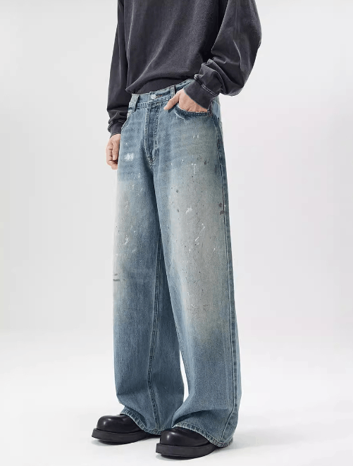 Japanese Brand × Jean Loose washed baggy men's straight ice blue wide-leg jeans Size US 32 / EU 48 - 2 Thumbnail