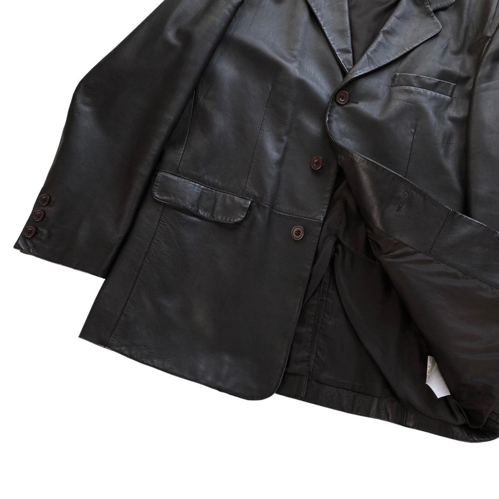 Linea Linea Dark Brown Leather Blazer Jacket Coat Size US L / EU 52-54 / 3 - 2 Thumbnail