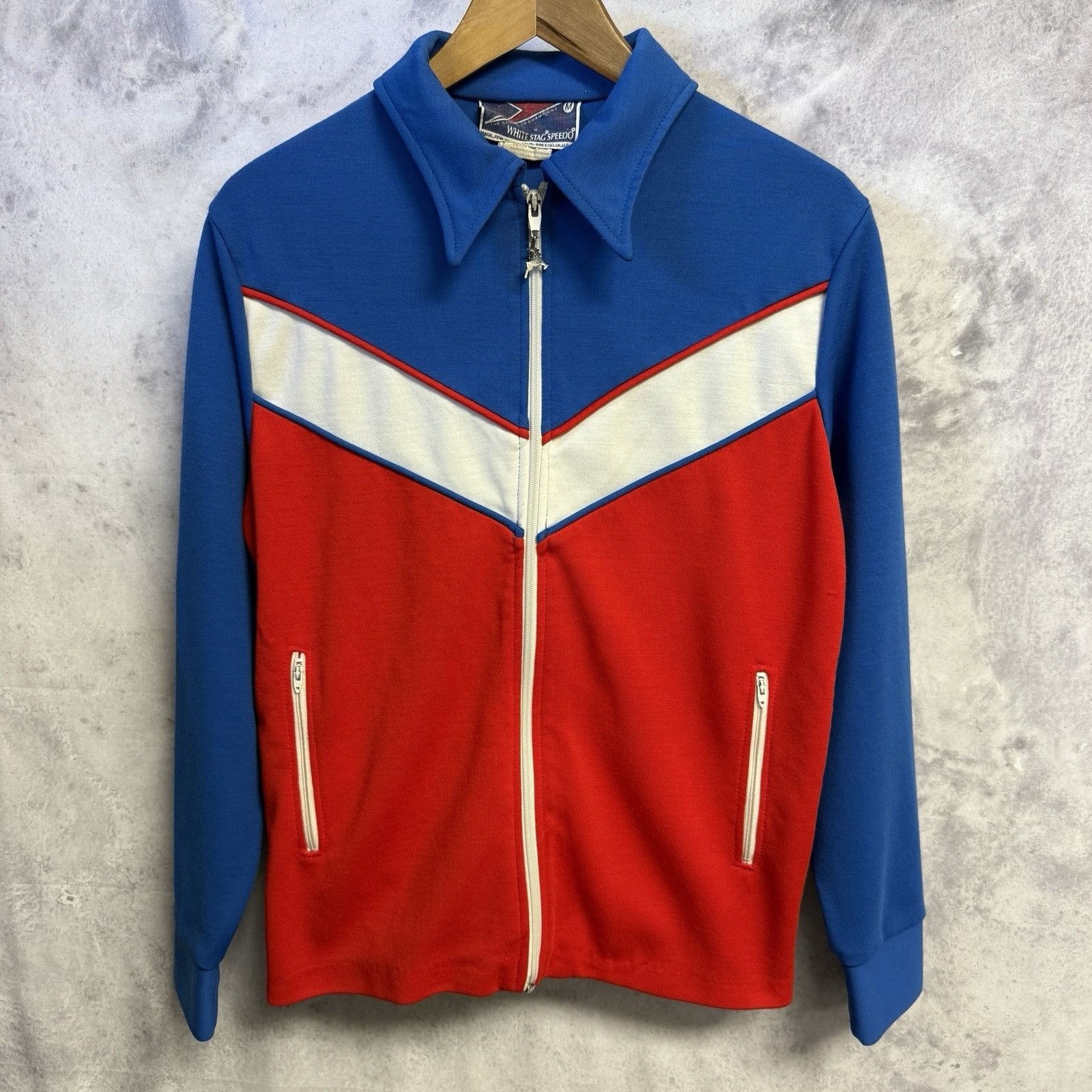 Vintage Vintage White Stag Speedo Track Jacket Mens Medium 21.5x24 Size US M / EU 48-50 / 2 - 1 Thumbnail