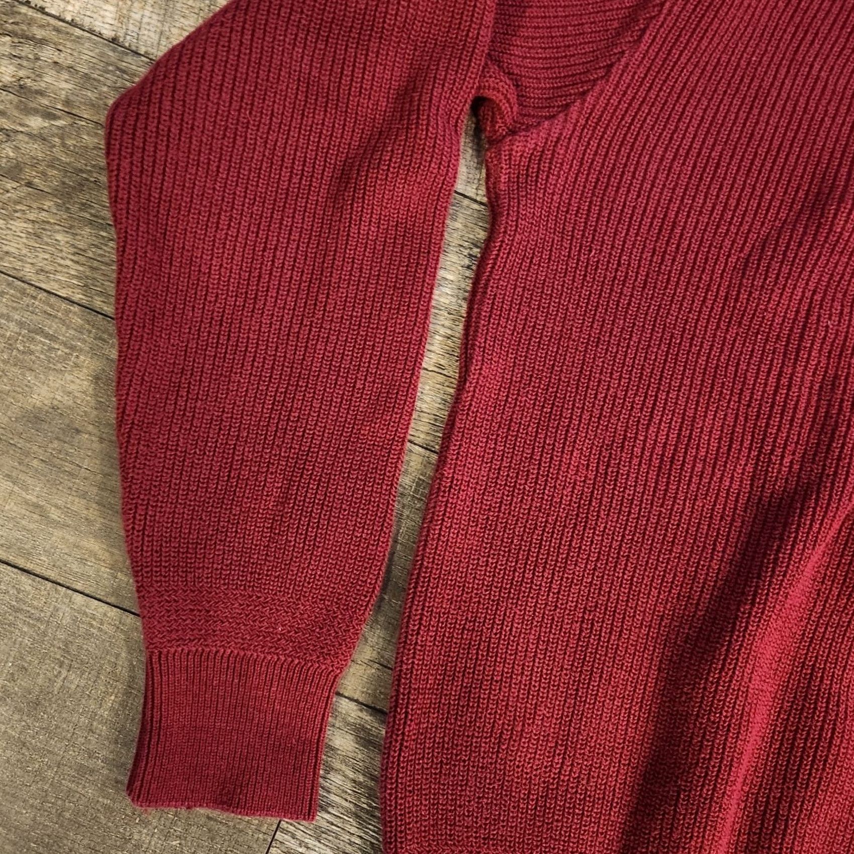 Vintage VINTAGE LL Bean Henley Sweater Mens XL Red Burgundy Cotton Knit Made In USA Size US XL / EU 56 / 4 - 3 Thumbnail