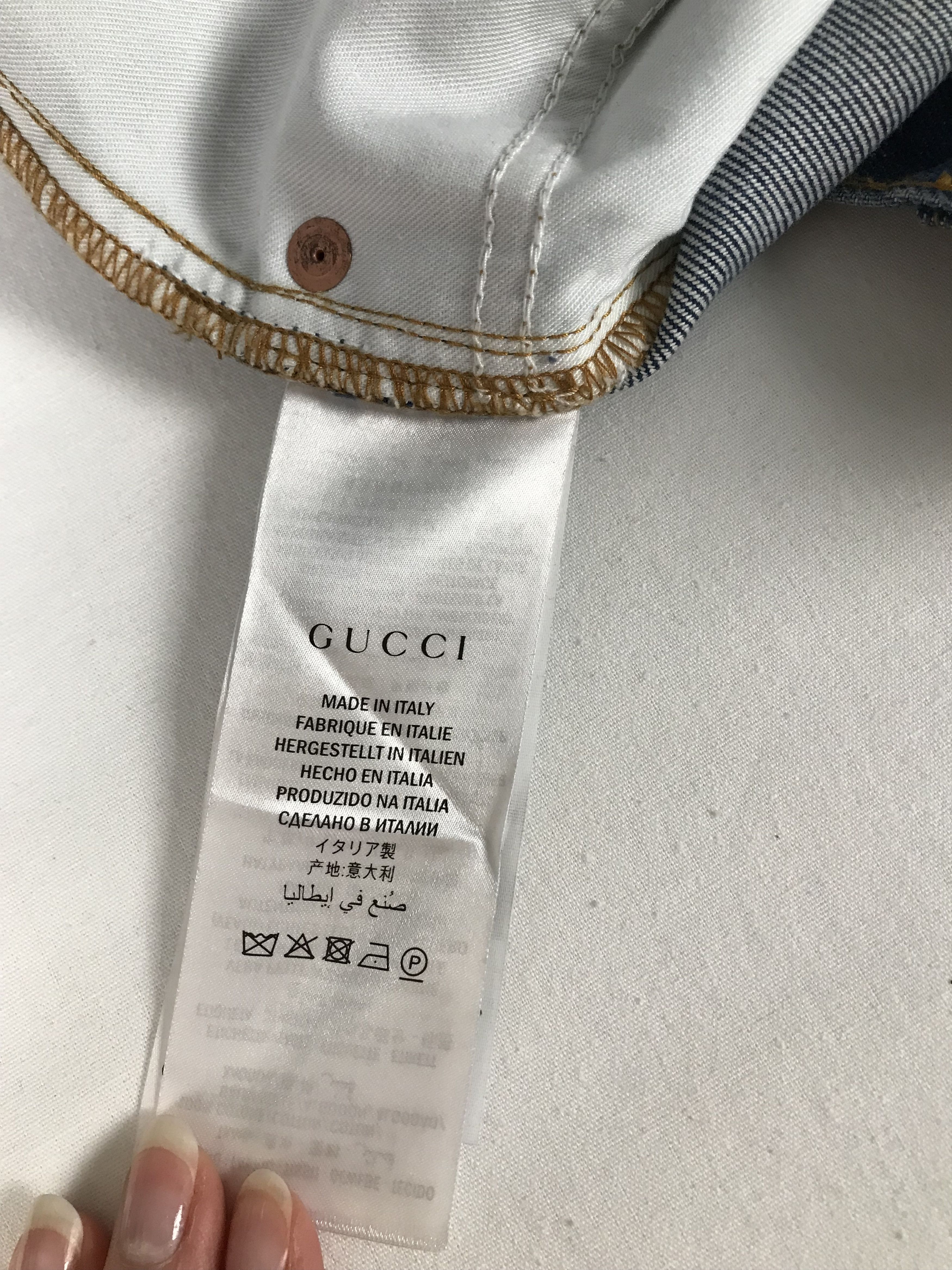 Gucci Gucci Blue Jeans With Red Embroidered Text Size US 34 / EU 50 - 12 Thumbnail