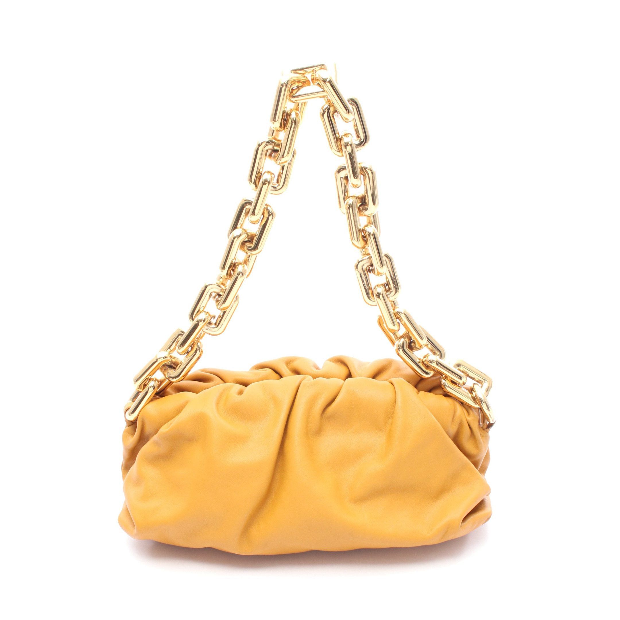 Bottega Veneta Bottega Veneta The Chain Pouch Shoulder Bag Leather Yellow Brown Size ONE SIZE - 1 Thumbnail