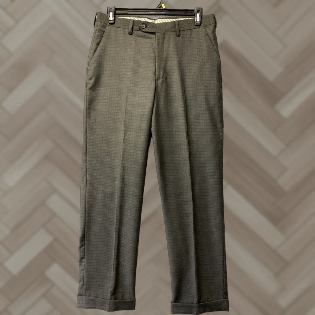 Berle Berle Dress Pants Mens 34 Dark Gray Brown Like Flat Front Slim/Regular Straight Leg City Preppy USA Pants Size US 34 / EU 50 - 1 Thumbnail