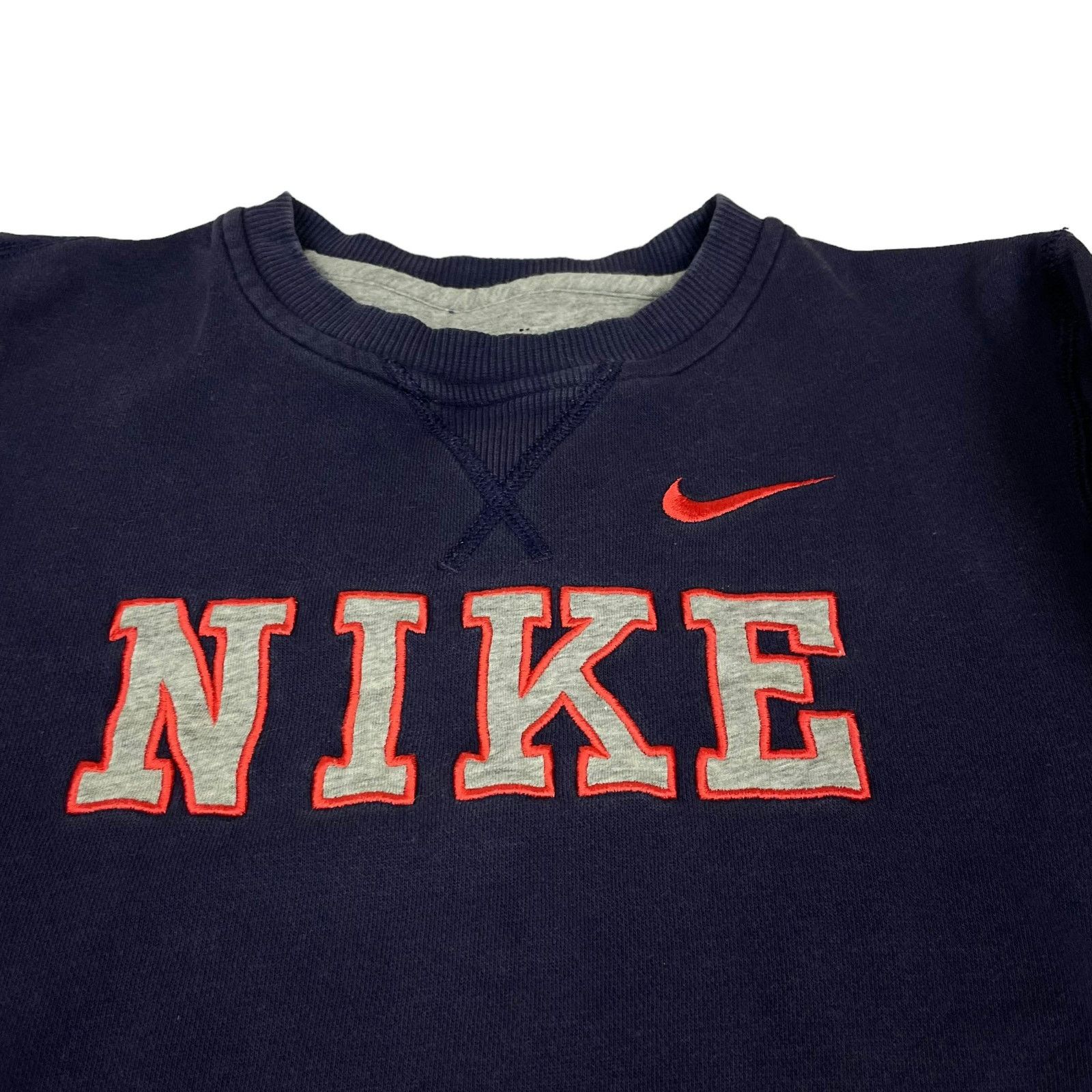 Nike × Vintage Nike Men's Navy Spellout Swoosh Fleece Pullover Sweatshirt Size US XS / EU 42 / 0 - 3 Thumbnail