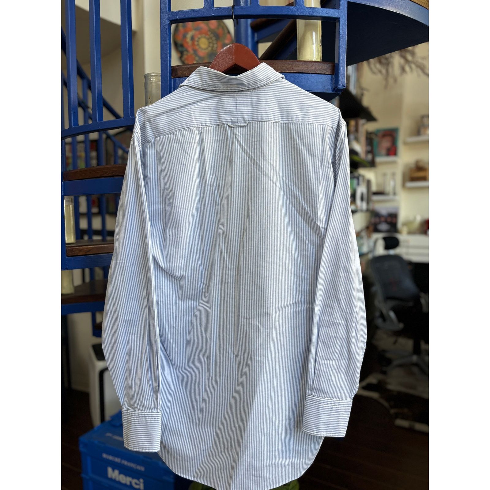 Thom Browne Thom Browne Blue Pinstripe LS Button Down – Size 5 XXL Size US XXL / EU 58 / 5 - 2 Thumbnail