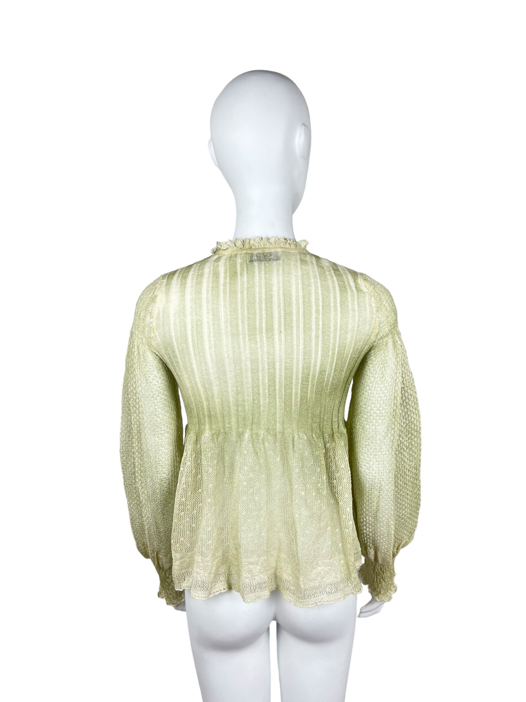 Dior Christian Dior Green Mesh Ruffled Top Size S / US 4 / IT 40 - 3 Thumbnail