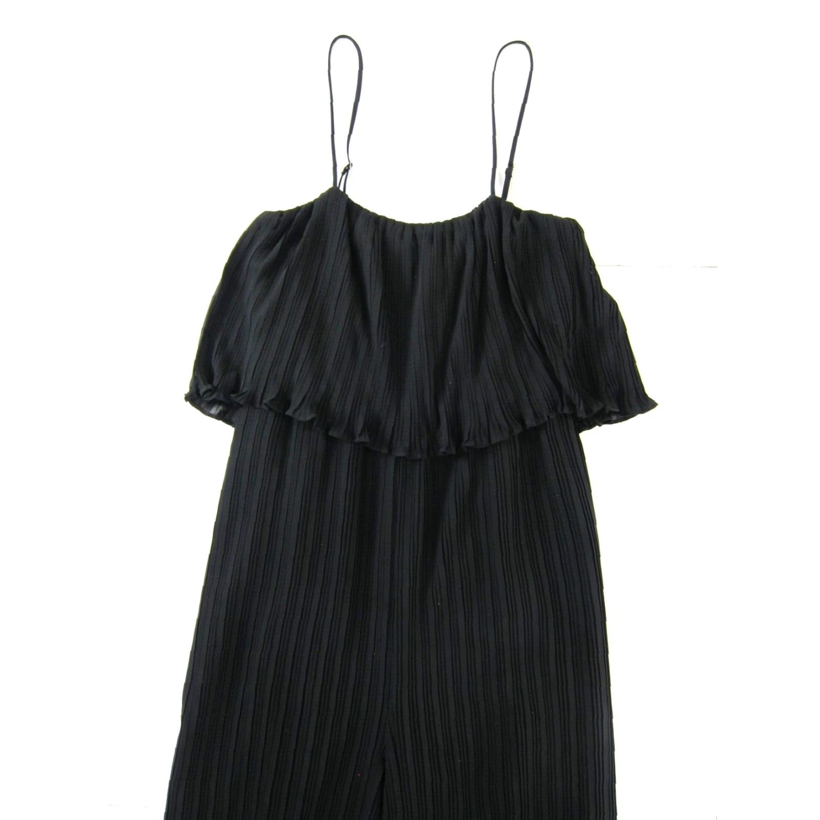 Vintage Gianni Bini Black Ribbed Spaghetti Strap Wide Leg Romper Jumpsuit Women Medium Size 32" / US 10 / IT 46 - 5 Thumbnail