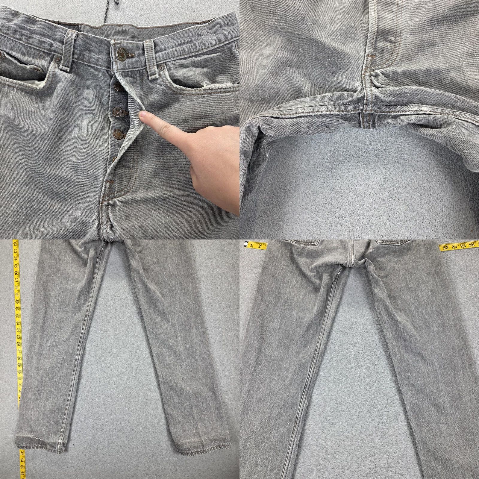 Levi's VTG Levi's 501 Jeans Mens Gray Wash Straight Button Fly 27x32 Denim Cotton Distressed Pockets USA 501-0658 Mens Vest? Size US 27 - 9 Thumbnail