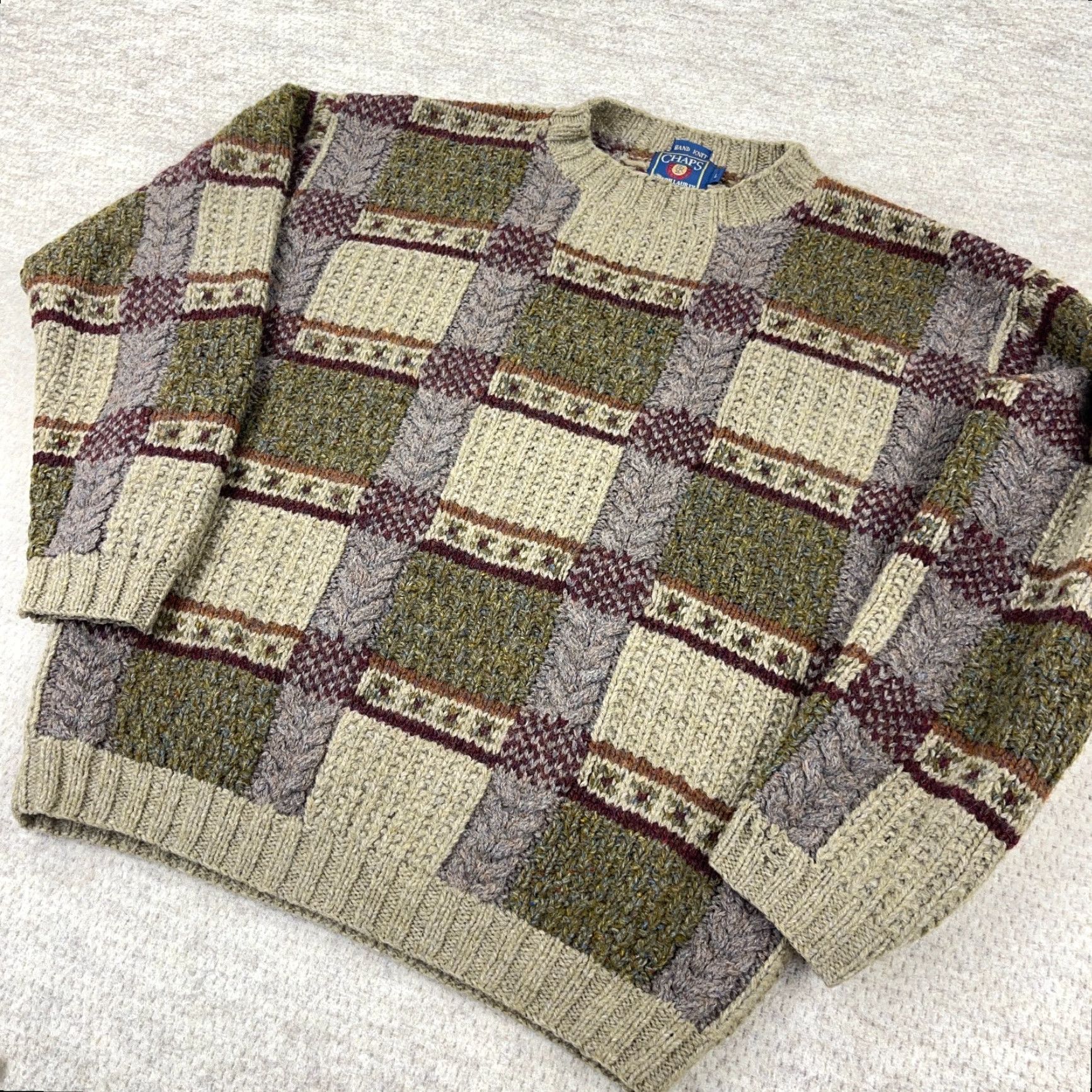 Chaps VINTAGE Chaps Ralph Lauren Sweater Men Large Wool Crew Neck Green 90s Preppy Logo Pullover General Mens Size US L / EU 52-54 / 3 - 3 Thumbnail